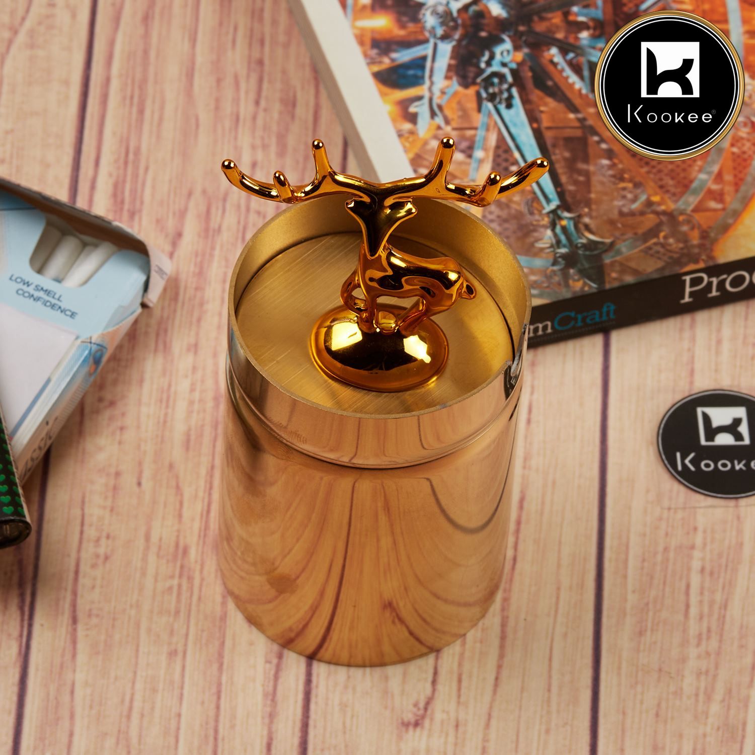 Kookee Tin Ashtrays, Gold, ART11488