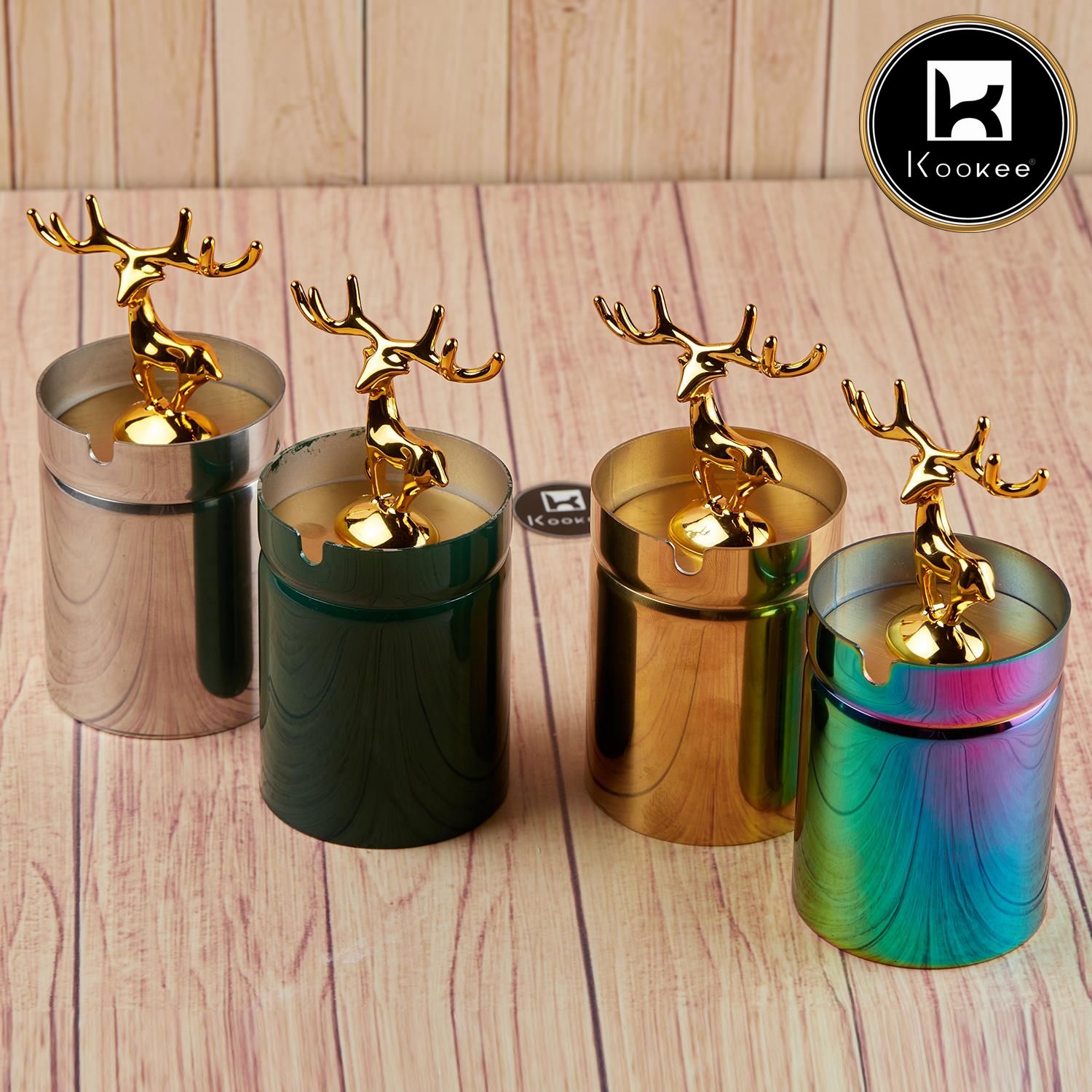 Kookee Tin Ashtrays, Gold, ART11488