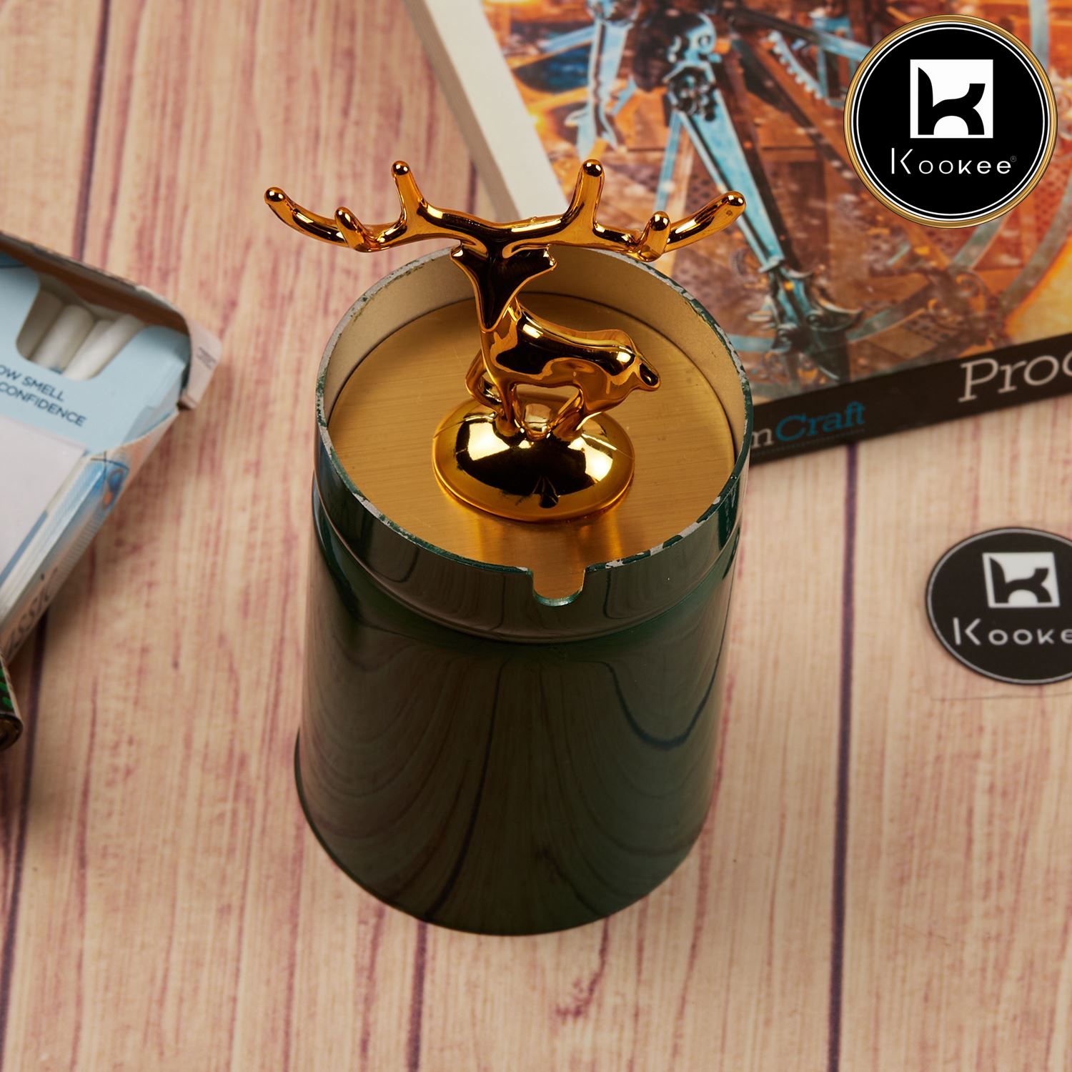 Kookee Tin Ashtrays, Green, ART11489