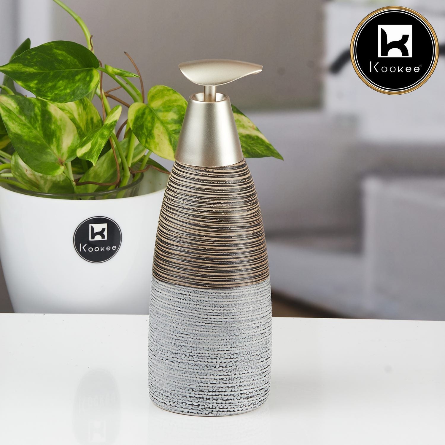 Kookee Ceramic Soap Dispenser for handwash for Bathroom, Multicolor, (Set of 1) (11493)