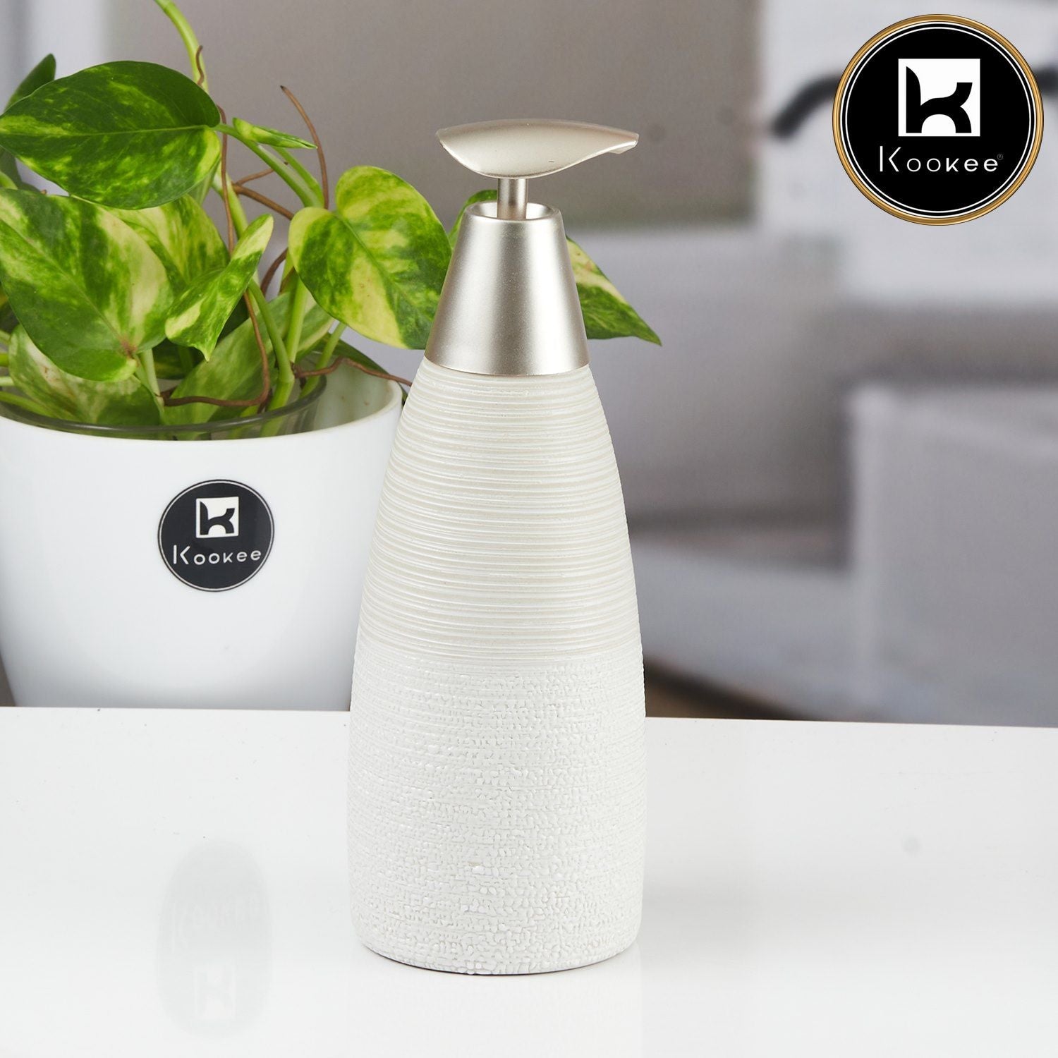 Kookee Ceramic Soap Dispenser for handwash for Bathroom, Multicolor, (Set of 1) (11494)