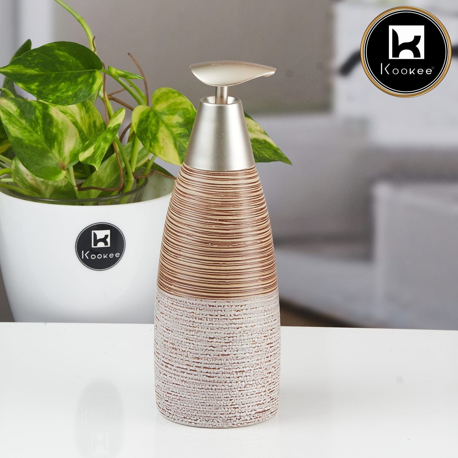 Kookee Ceramic Soap Dispenser for handwash for Bathroom, Multicolor, (Set of 1) (11495)