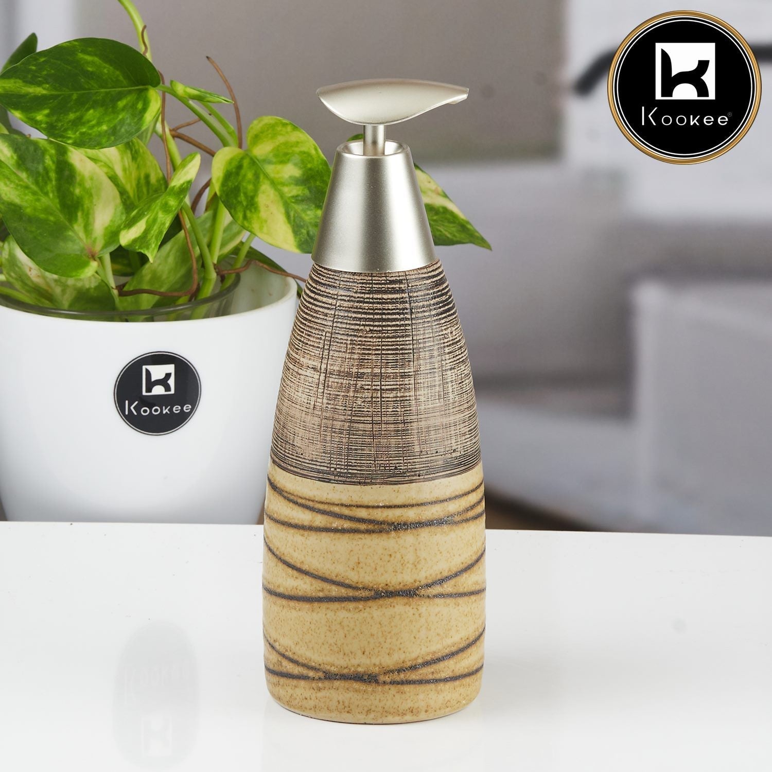 Ceramic Soap Dispenser for handwash for Bathroom, Multicolor, (Set of 1) (11491)