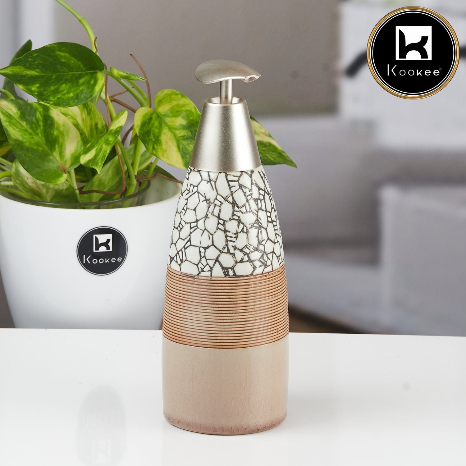 Ceramic Soap Dispenser for handwash for Bathroom, Multicolor, (Set of 1) (11498)