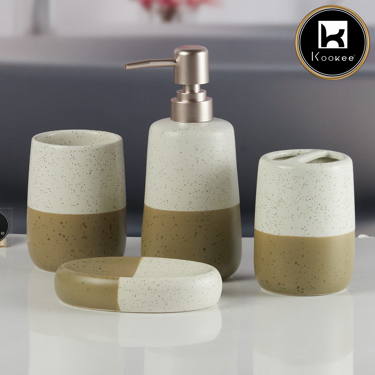 Kookee Ceramic Bathroom Sets, White, ART11499