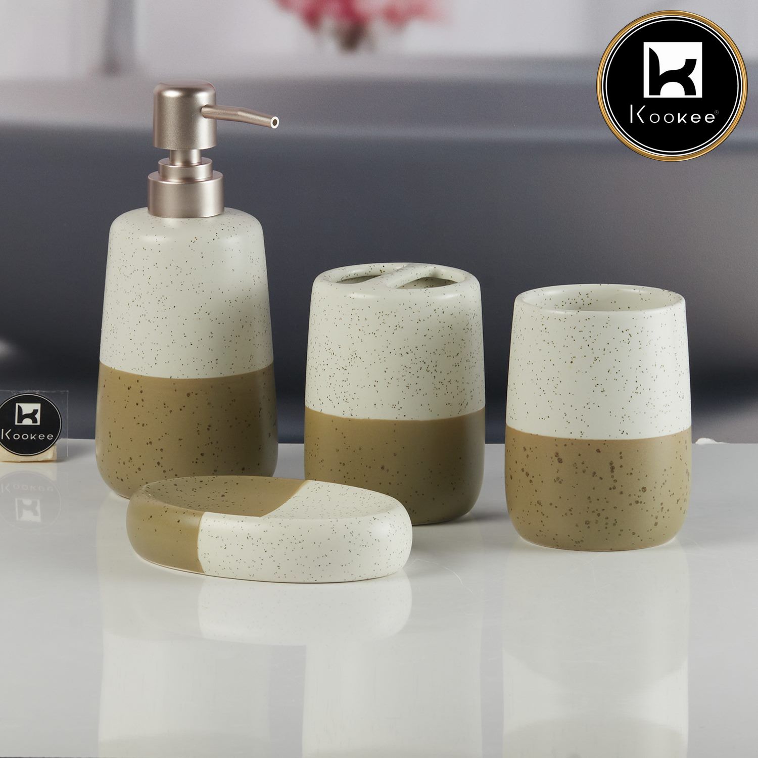 Kookee Ceramic Bathroom Sets, White, ART11499