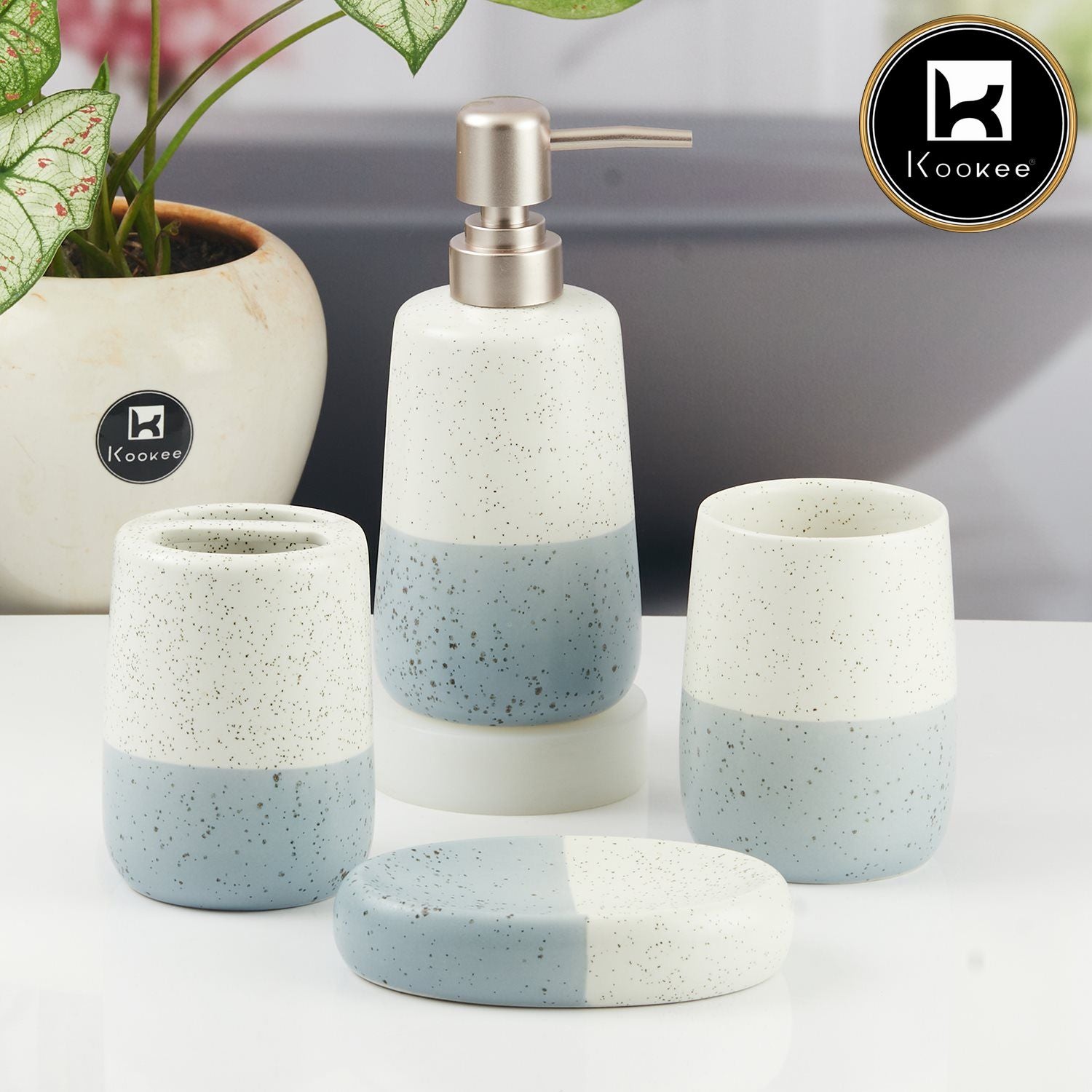 Kookee Ceramic Bathroom Sets, White, ART11501