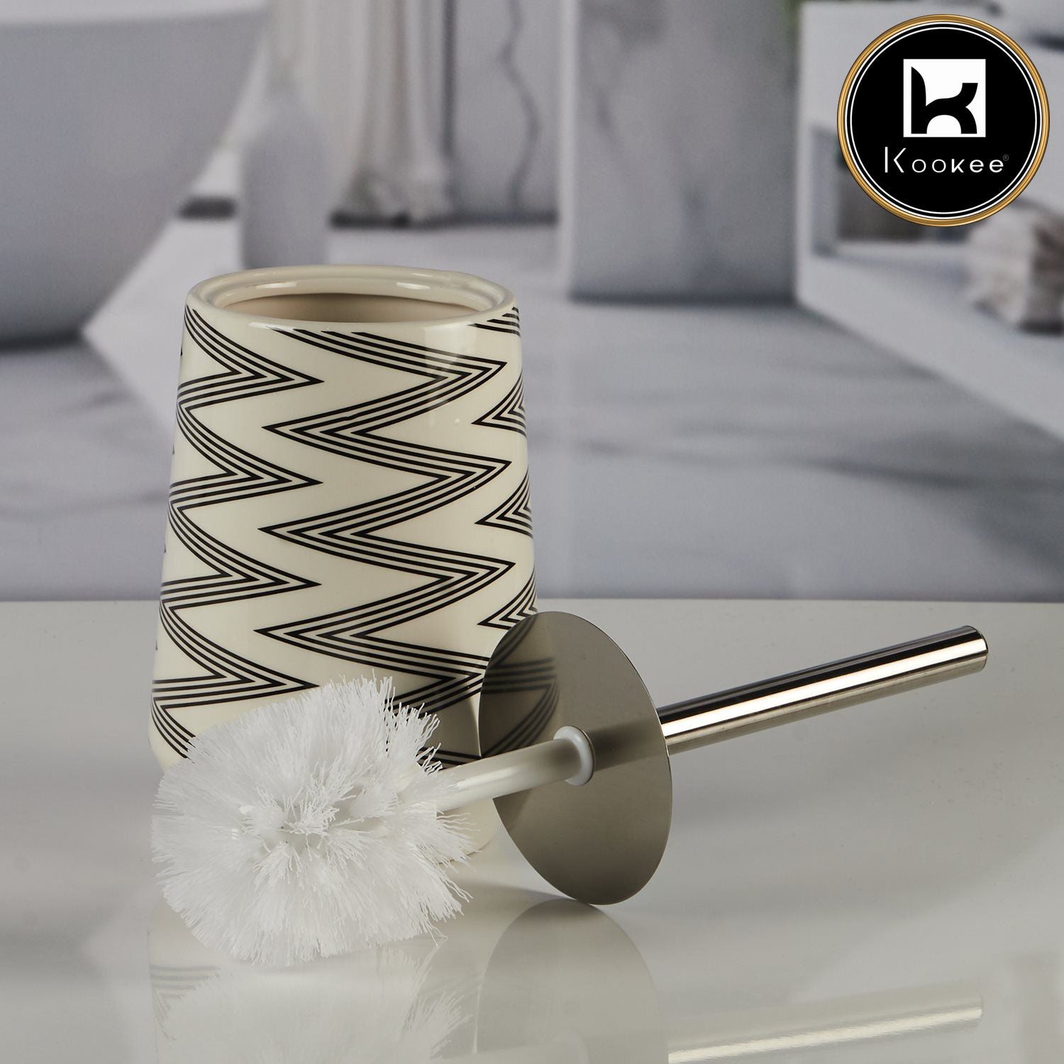 Kookee Ceramic Toilet Brush Holders, White, ART11502