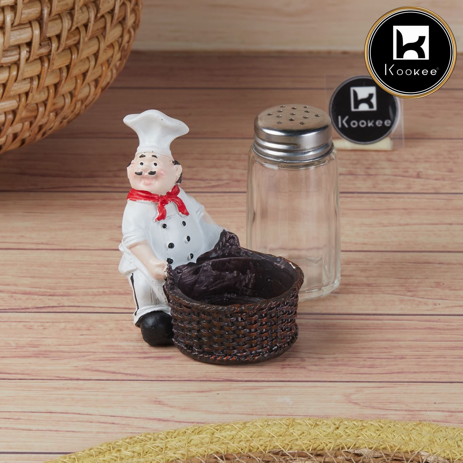 Kookee Polyresin Chef Salt and Pepper Shakers Set holder, Set of 1 (11509)