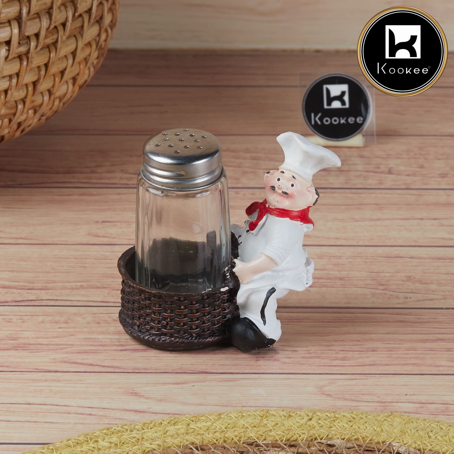 Kookee Polyresin Chef Salt and Pepper Shakers Set holder, Set of 1 (11510)