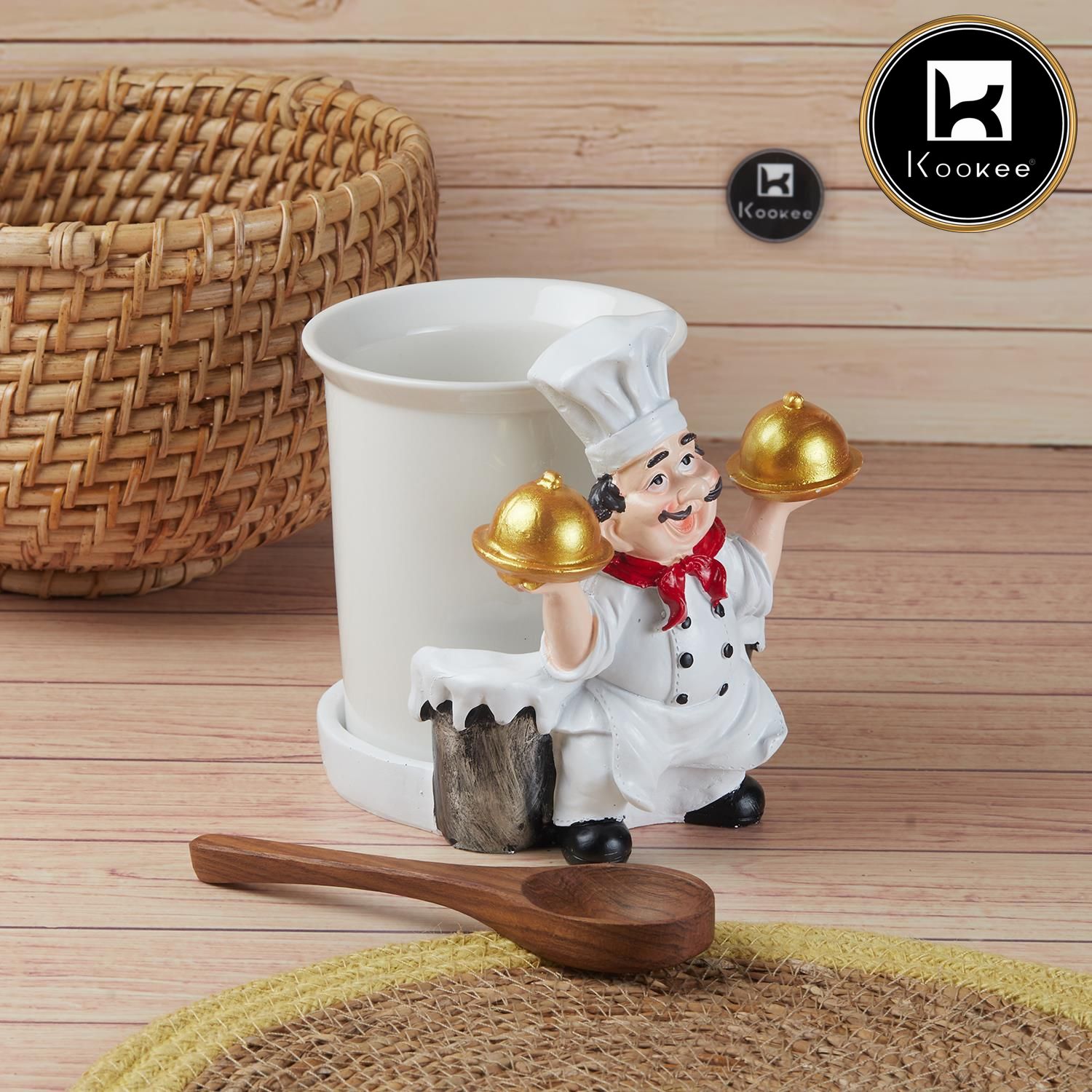 Polyresin Chef Spoon Stand & Cutlery Holder for Dining Table (V-SPOON-001-1)