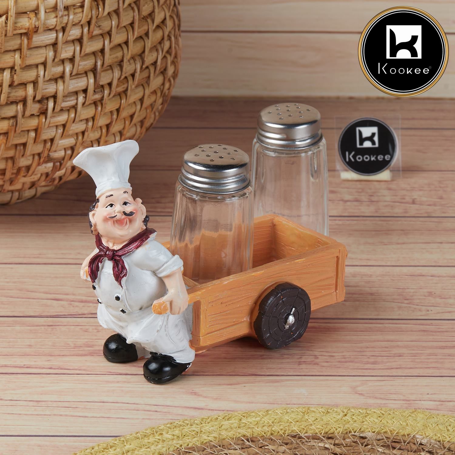 Kookee Polyresin Chef Salt and Pepper Shakers Set holder, Set of 1 (11517)