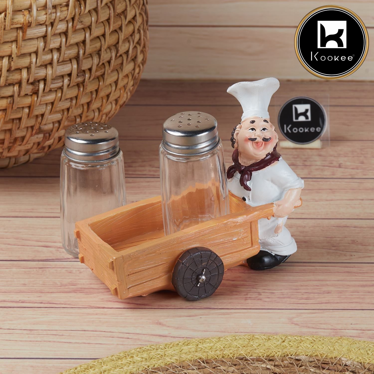Kookee Polyresin Chef Salt and Pepper Shakers Set holder, Set of 1 (11518)