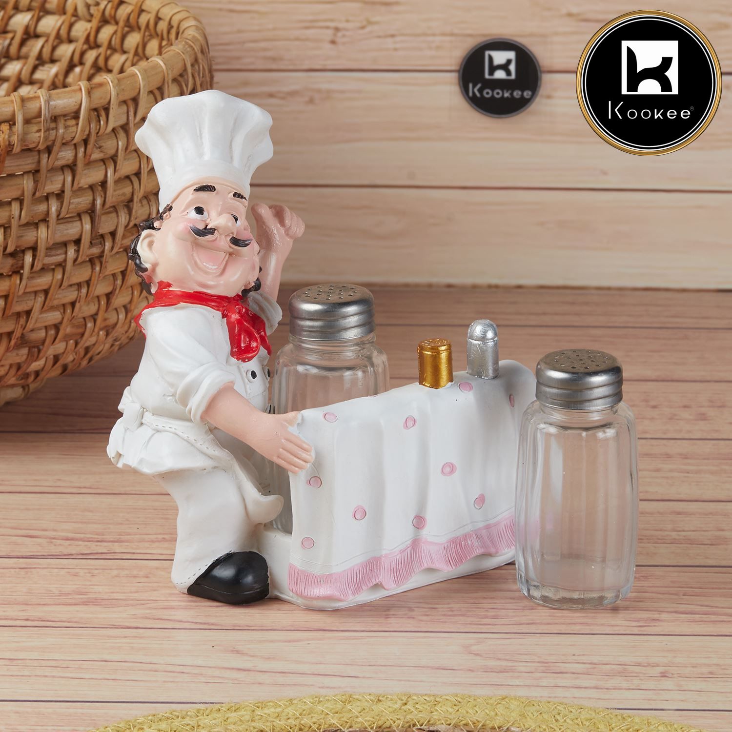 Polyresin Chef Salt and Pepper Shakers Set holder, Set of 1 (V-SALT-023-7)