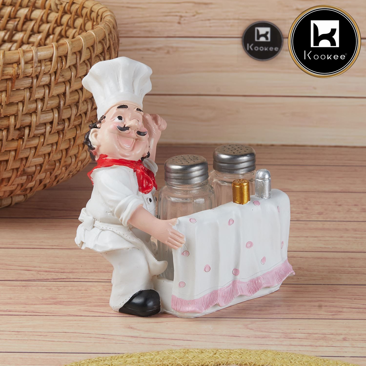 Polyresin Chef Salt and Pepper Shakers Set holder, Set of 1 (V-SALT-023-7)