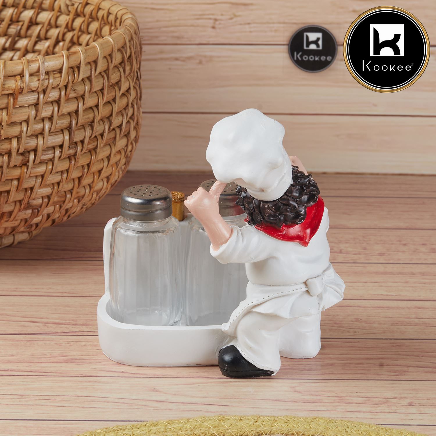 Polyresin Chef Salt and Pepper Shakers Set holder, Set of 1 (V-SALT-023-7)