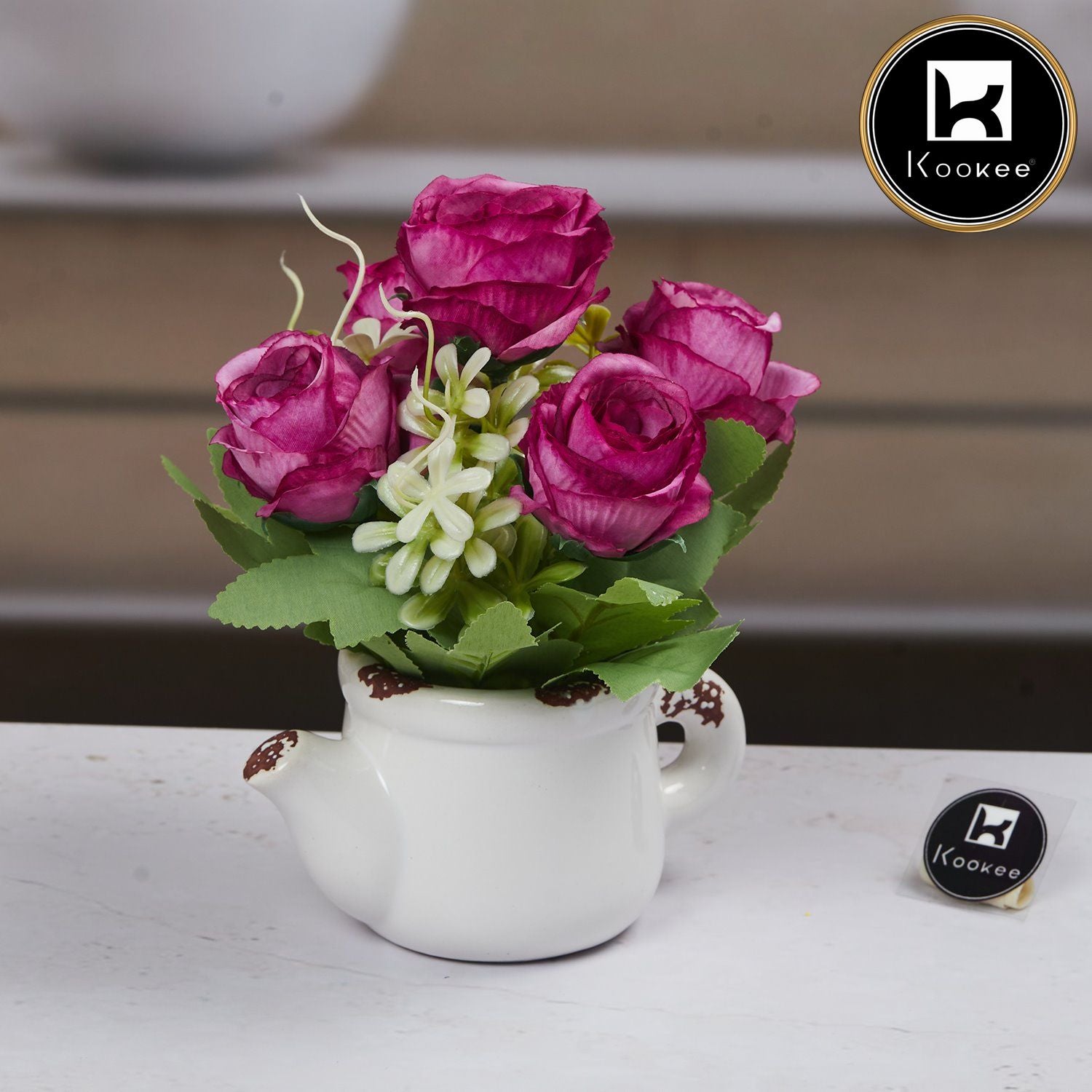 Kookee Artificial Flowers, White, ART11528