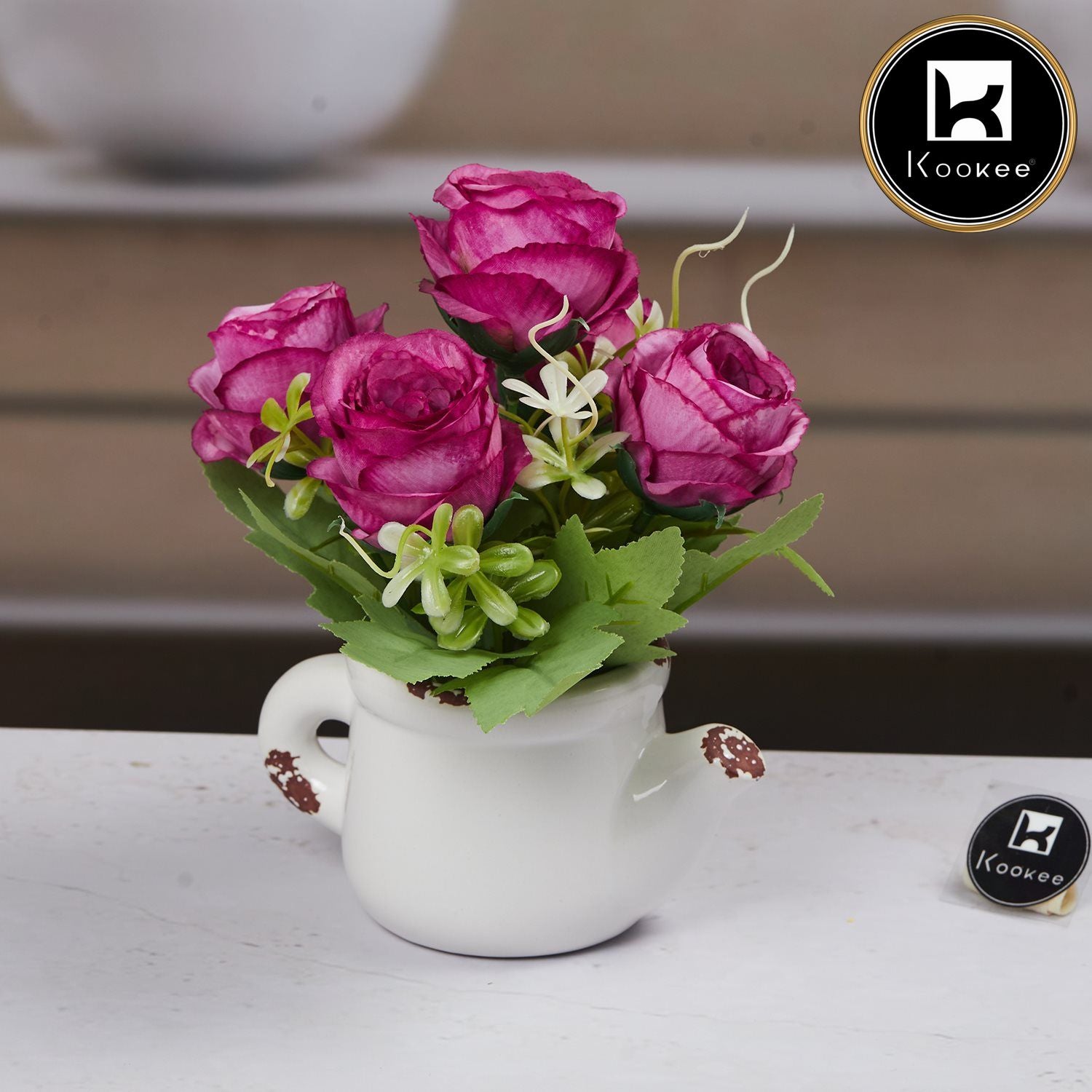 Kookee Artificial Flowers, White, ART11528