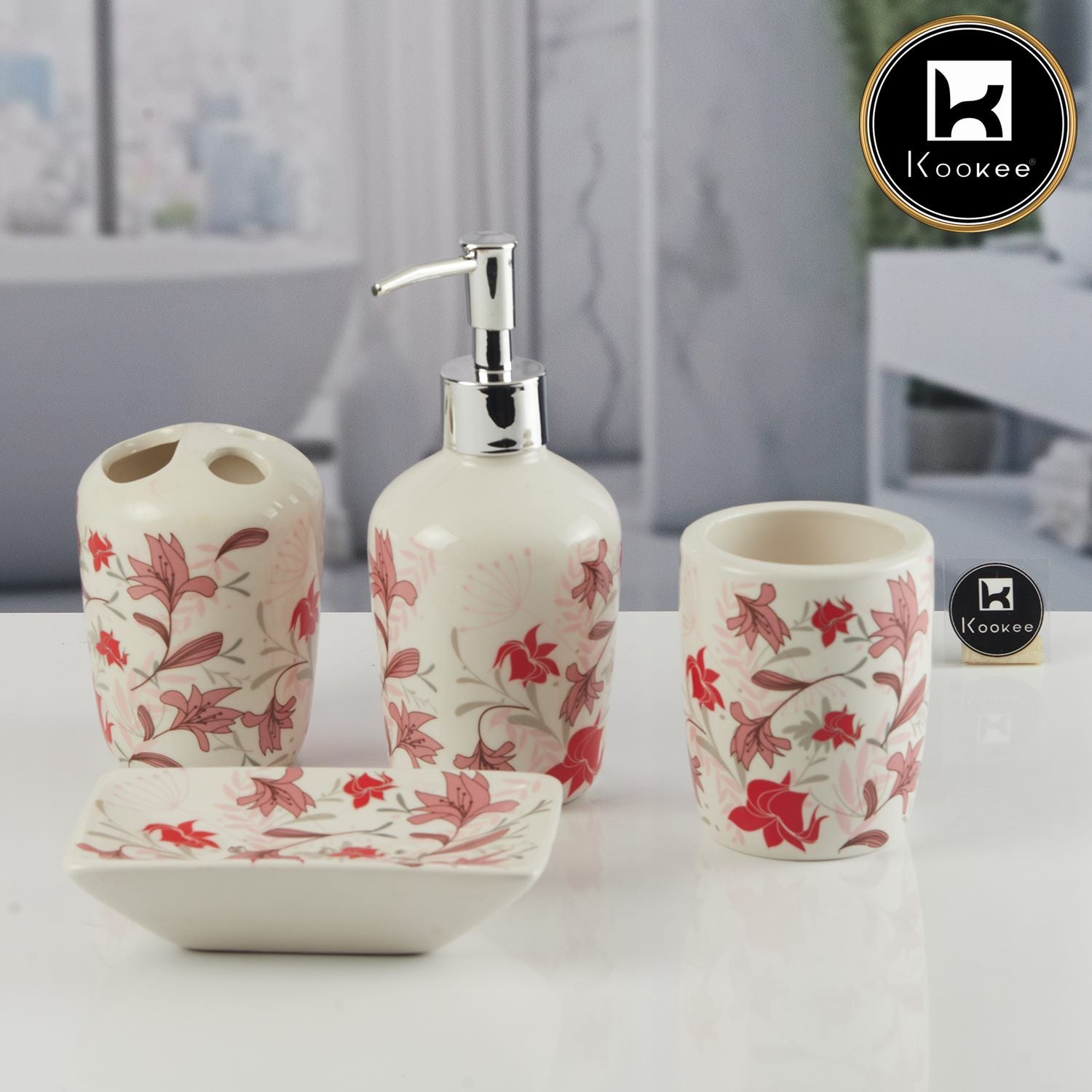 Kookee Ceramic Bathroom Sets, Multi, ART11538