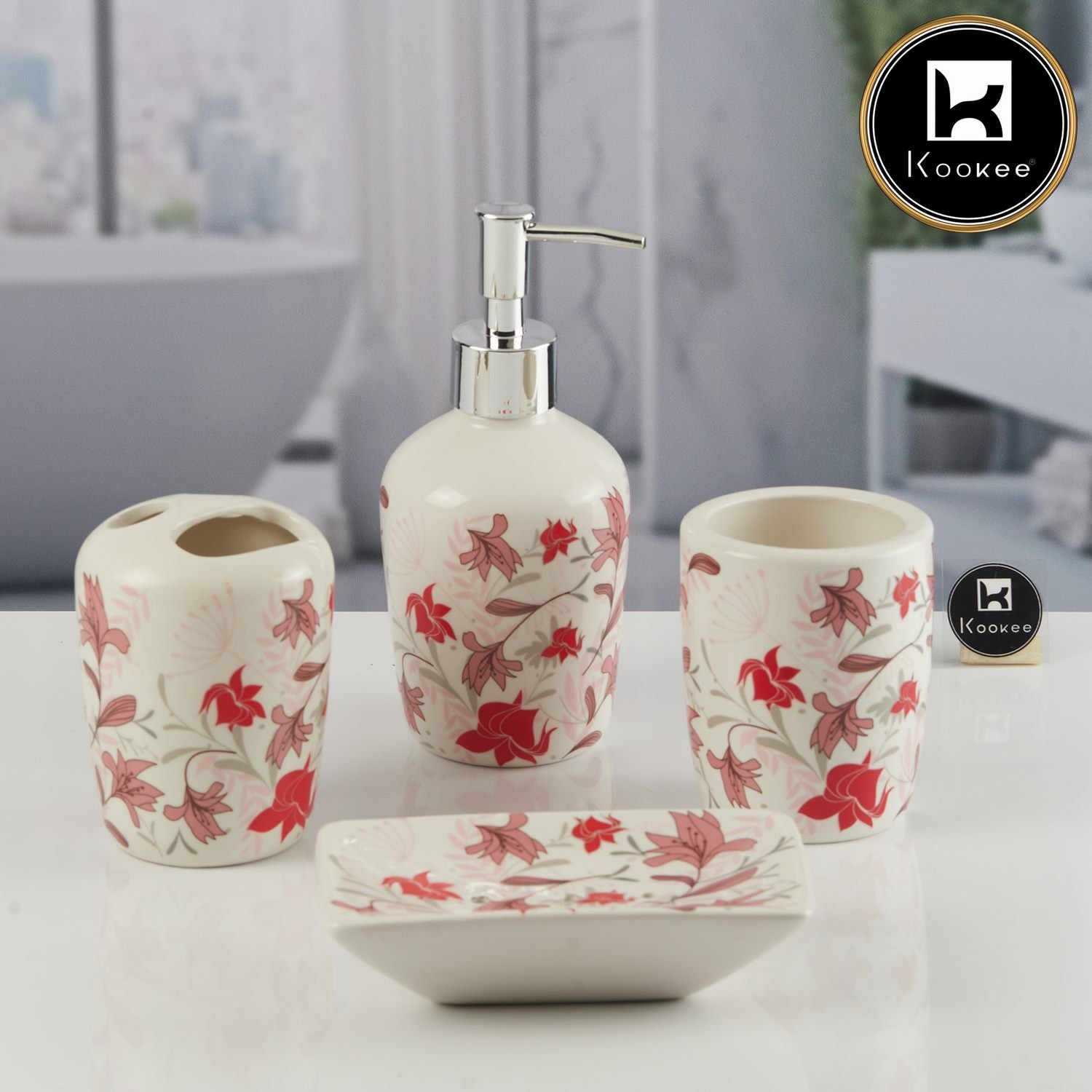 Kookee Ceramic Bathroom Sets, Multi, ART11538