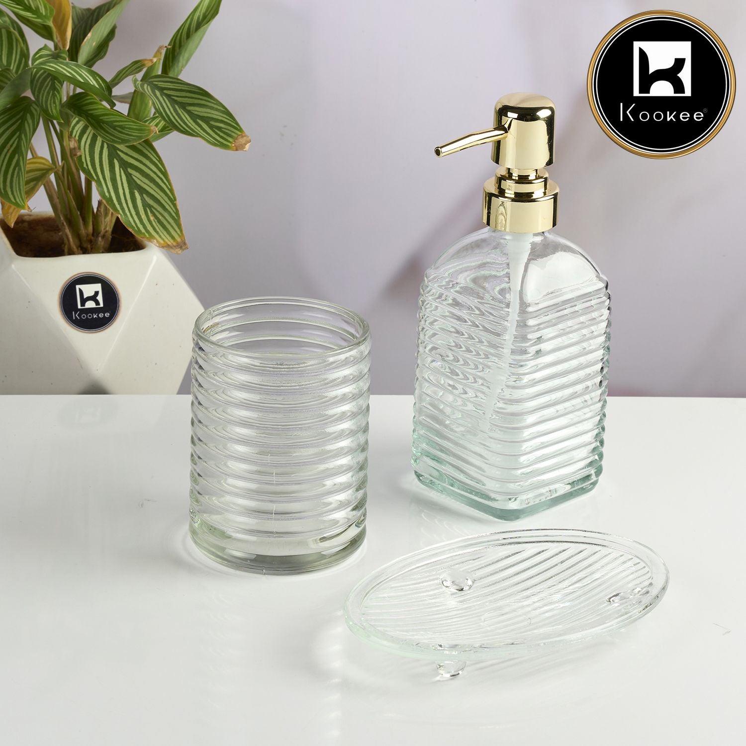 Kookee Glass Bathroom Sets, Transparent, ART11565