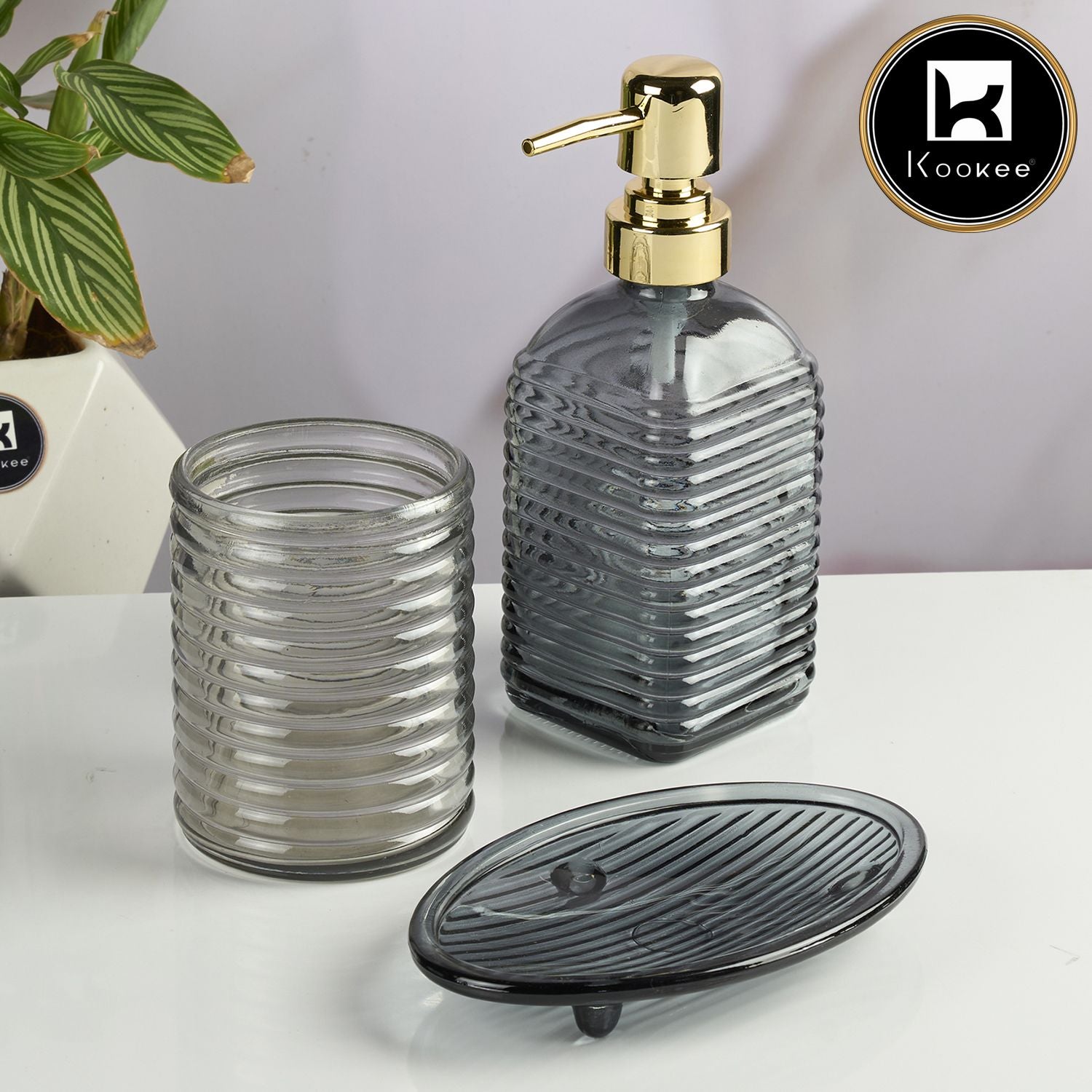 Kookee Glass Bathroom Sets, Grey, ART11566