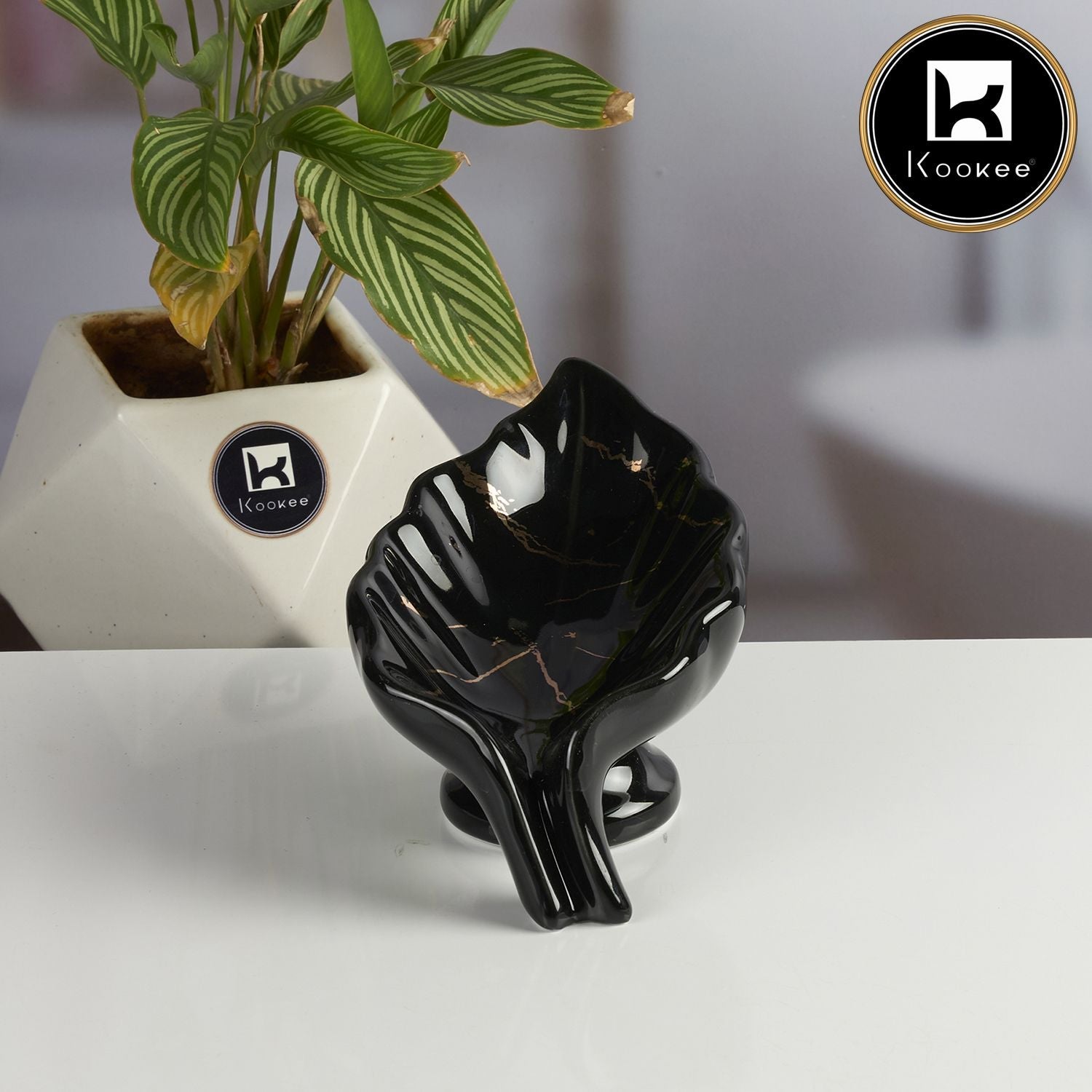 Ceramic Soap Holder Dish, Black (V-CSH-002-1)