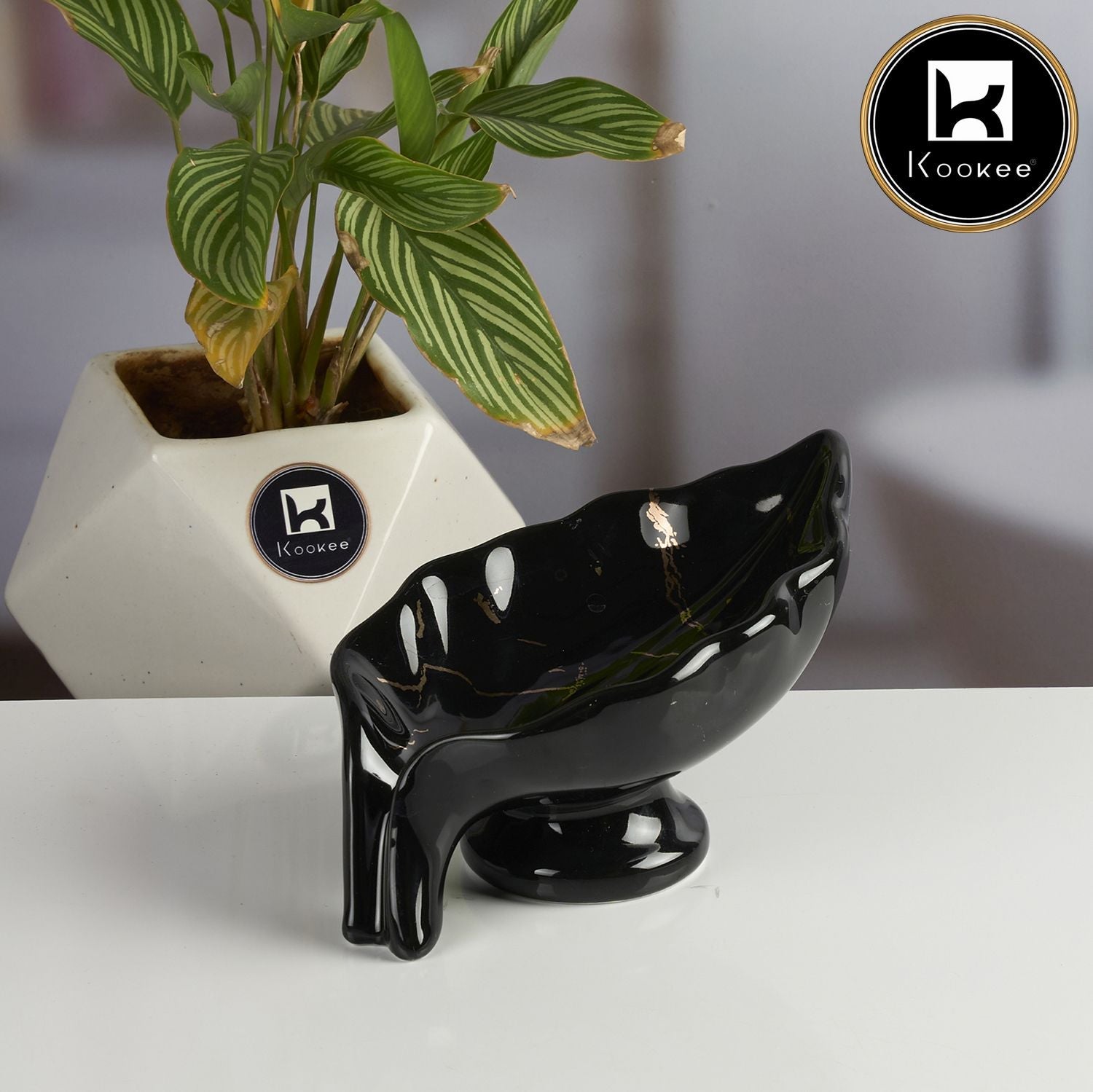 Ceramic Soap Holder Dish, Black (Set of 1) (11574)