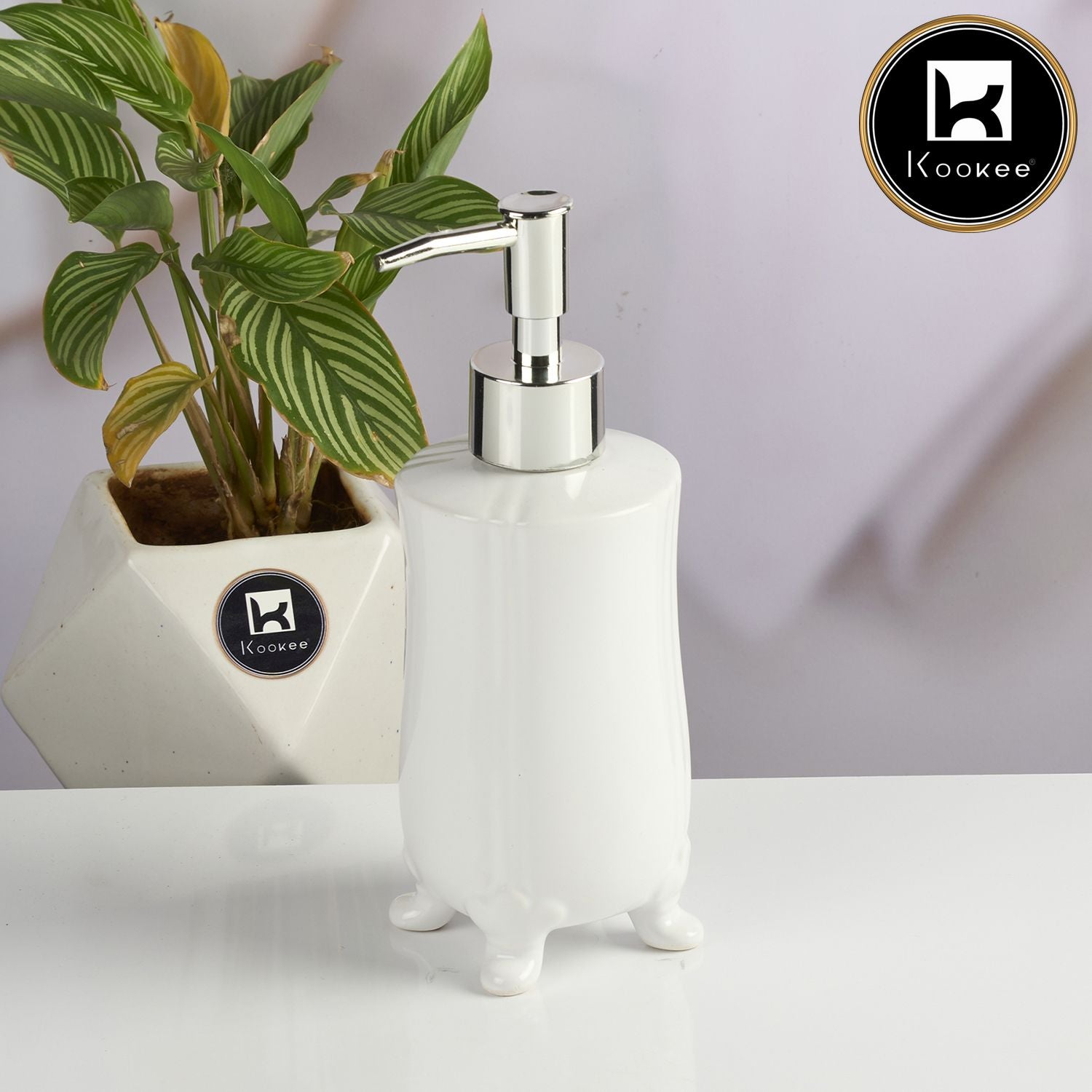 Kookee Ceramic Soap Dispensers, White, ART11576