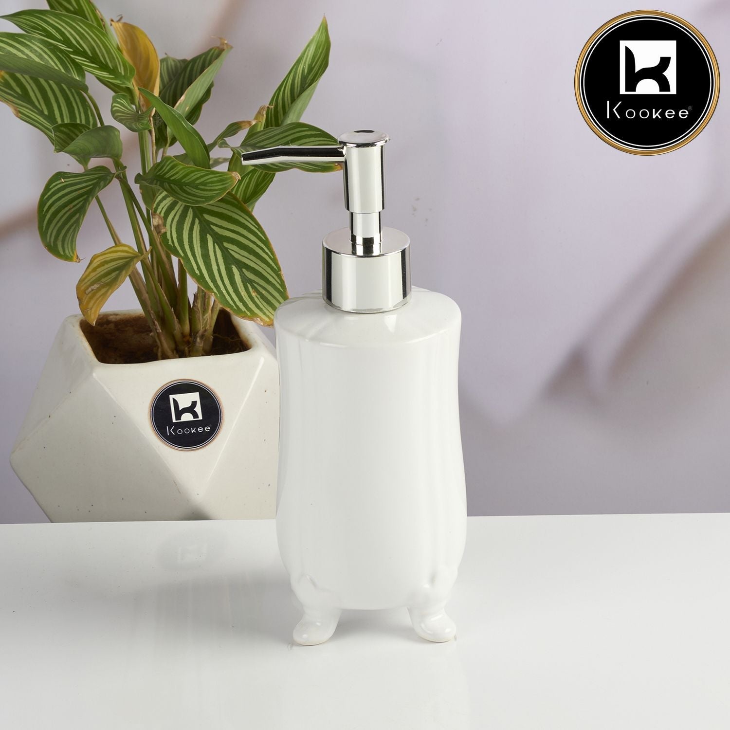 Kookee Ceramic Soap Dispenser for handwash for Bathroom, Black, (Set of 1) (11576)