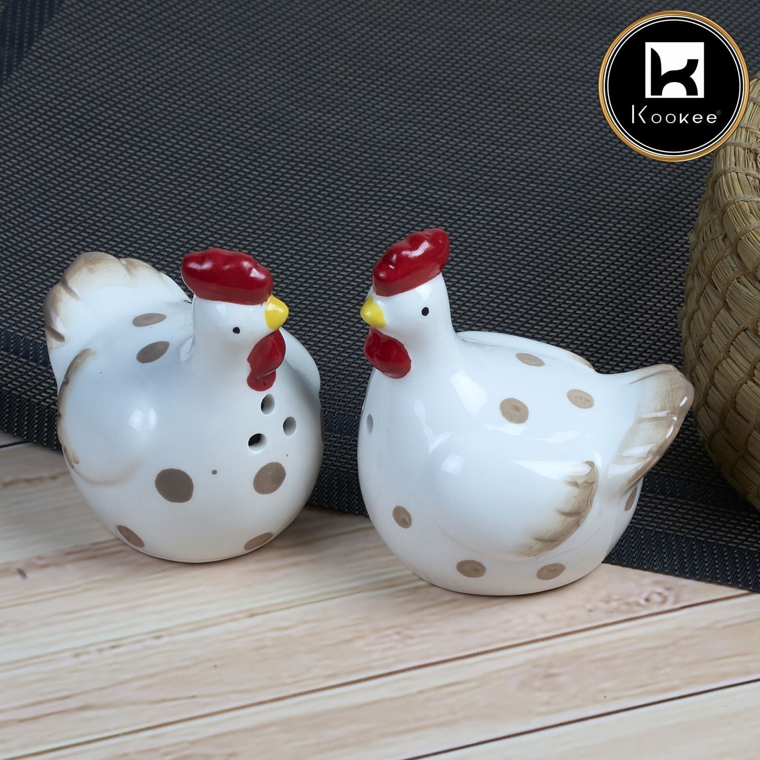Kookee Ceramic Salt Pepper Container Set, Hen (11577)