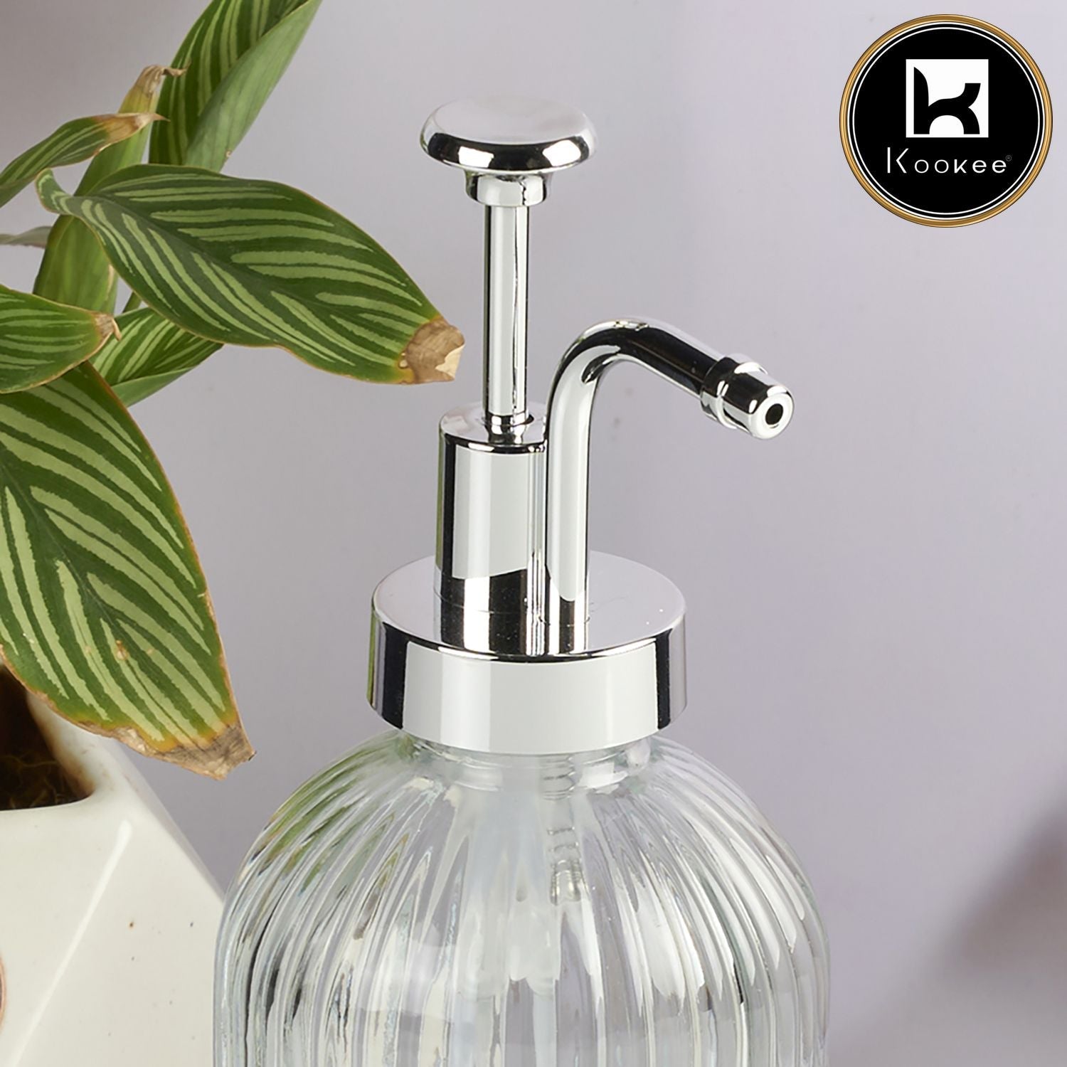 Glass Soap Dispenser for handwash for Bathroom, Transparent (Set of 1) (11580)