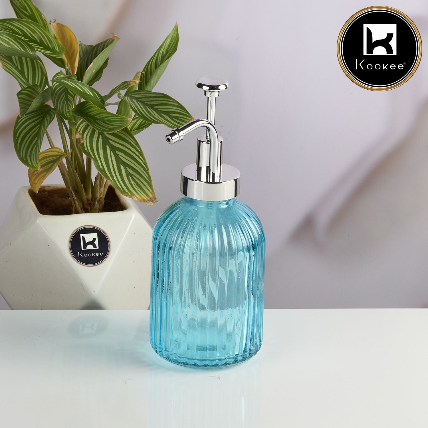 Glass Soap Dispenser for handwash, Blue (Set of 1) (11583)