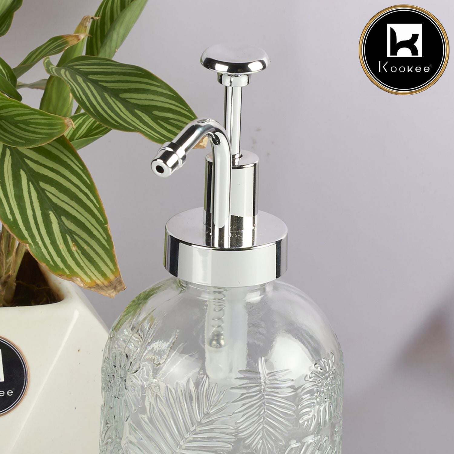 Glass Soap Dispenser for handwash for Bathroom, Transparent (V-GSD-004-1)
