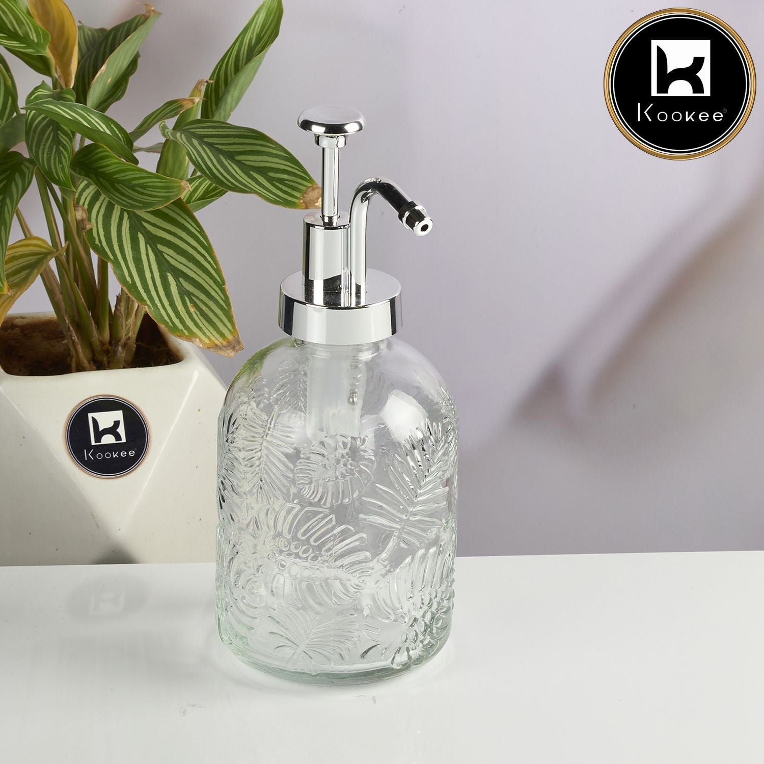 Glass Soap Dispenser for handwash for Bathroom, Transparent (V-GSD-004-1)