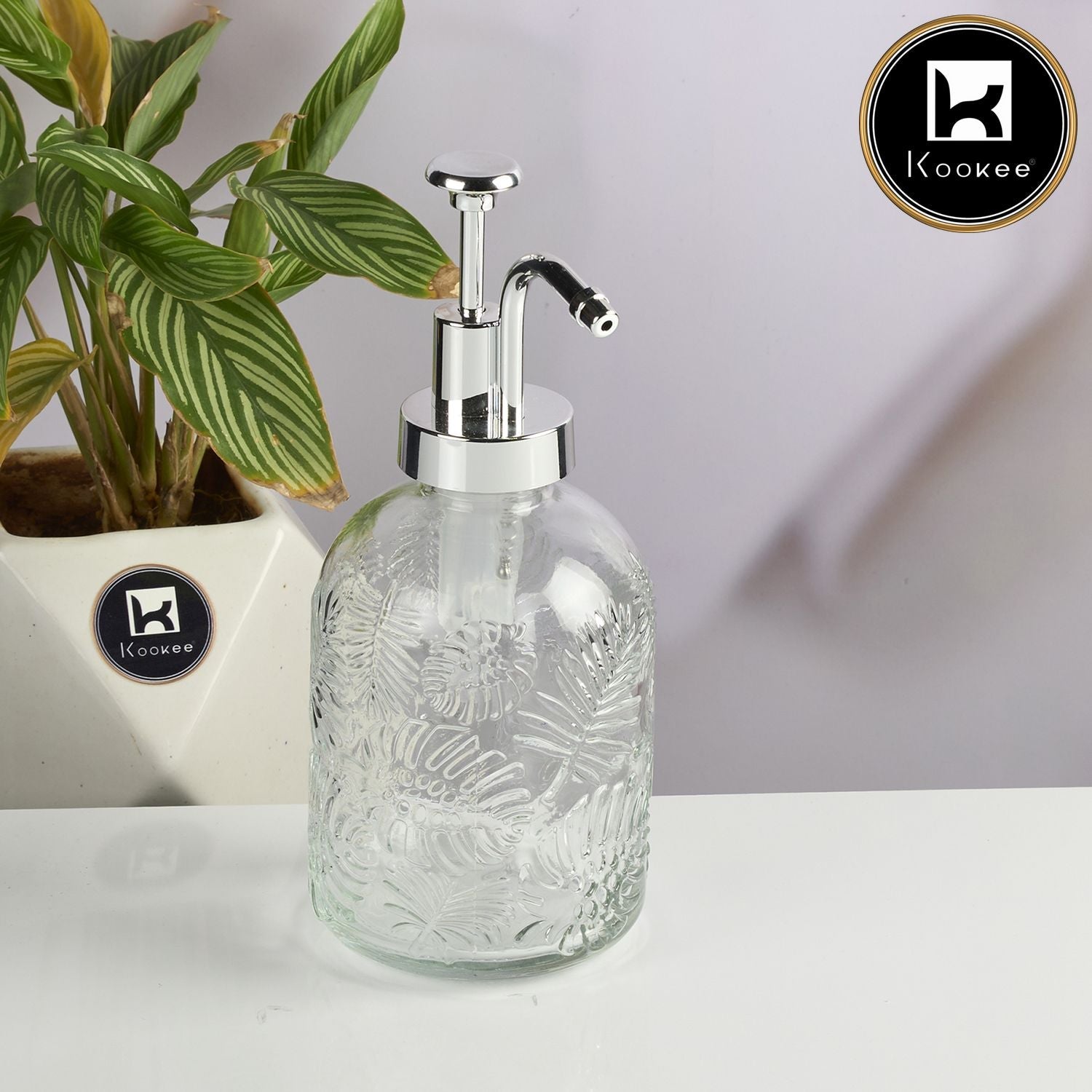 Glass Soap Dispenser for handwash for Bathroom, Transparent (Set of 1) (11585)