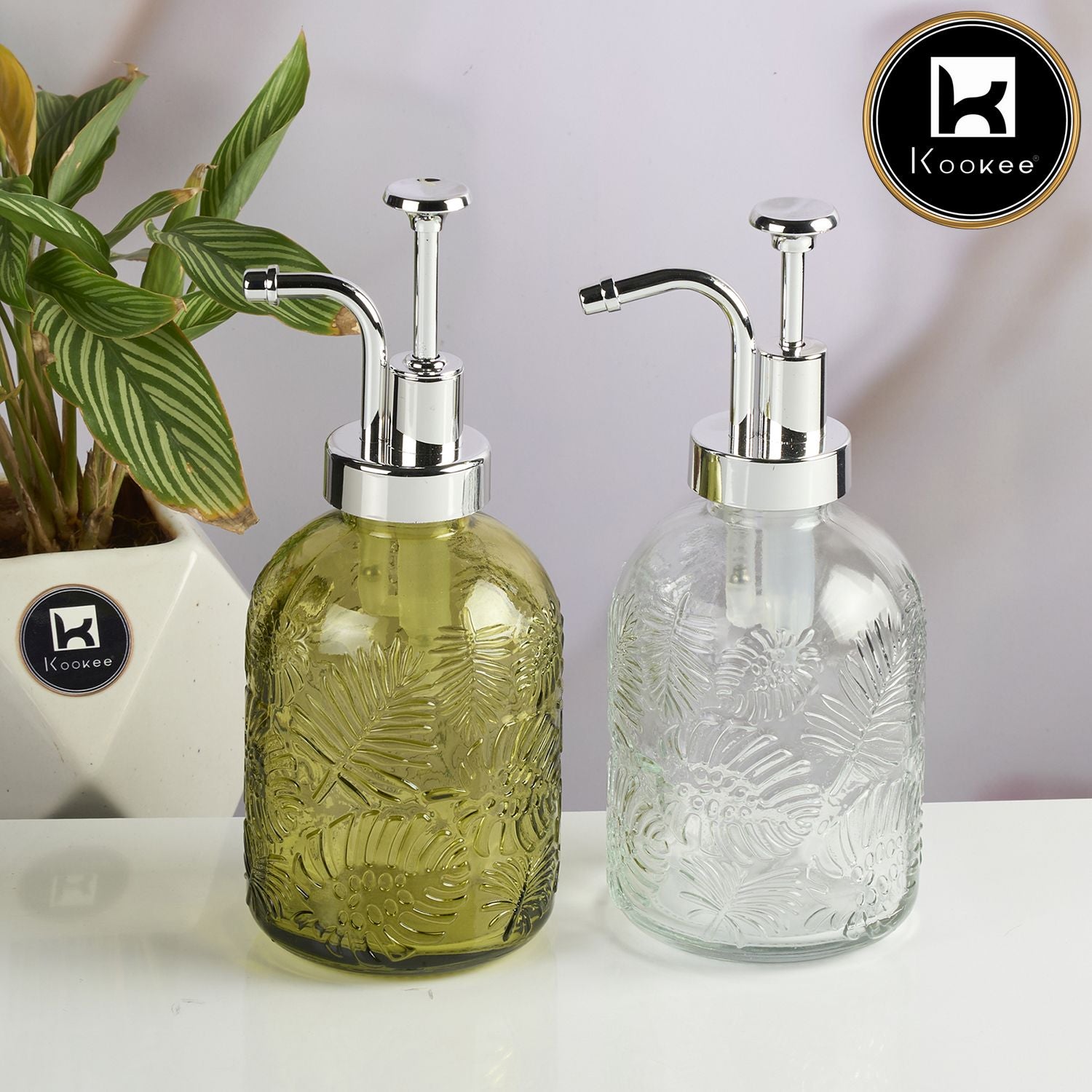 Kookee Glass Soap Dispensers, Transparent, ART11585