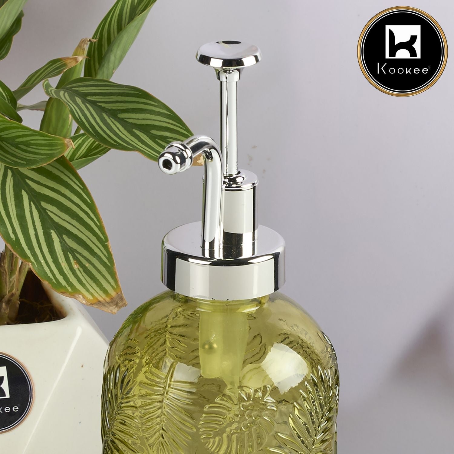 Glass Soap Dispenser for handwash, Green (Set of 1) (11586)