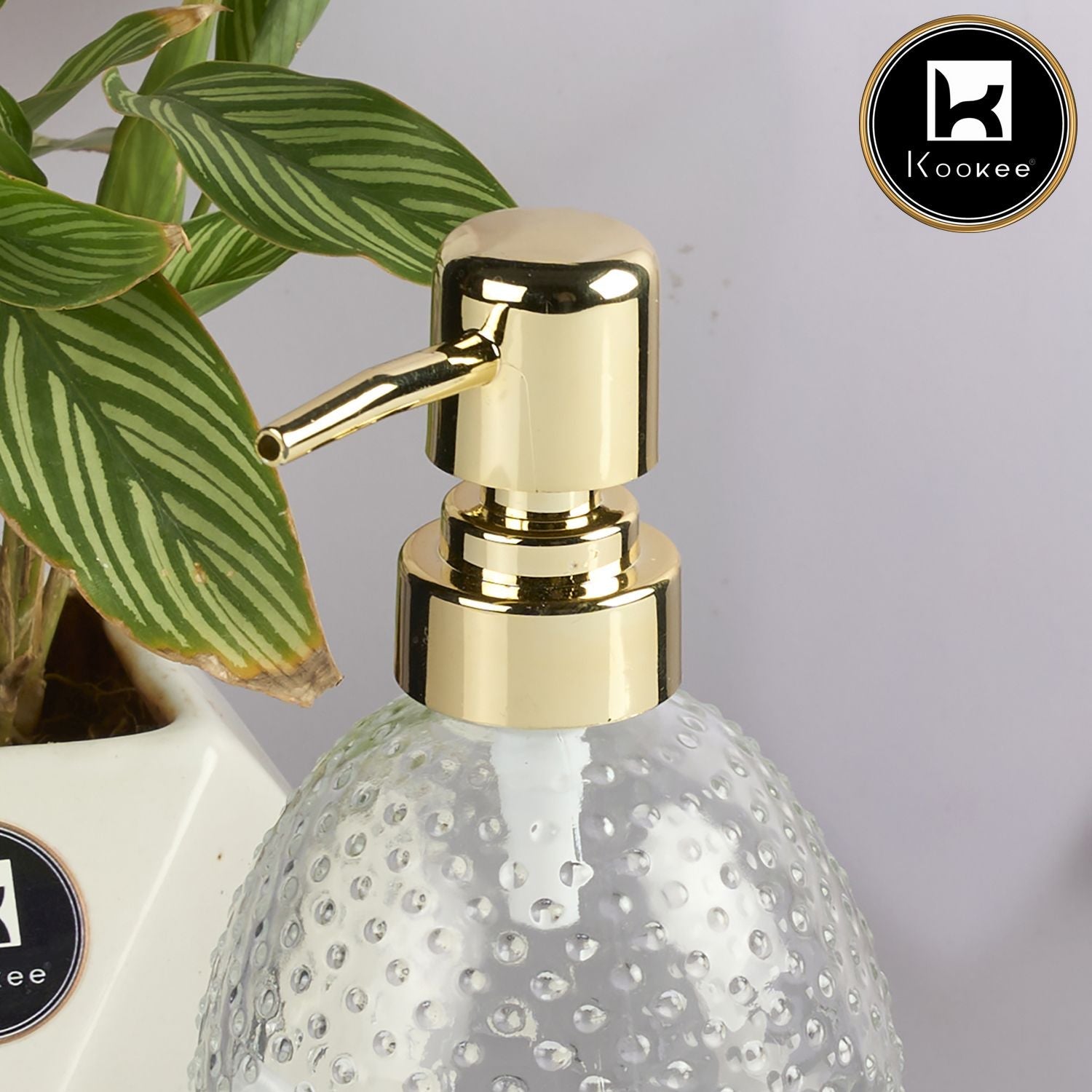 Glass Soap Dispenser for handwash for Bathroom, Transparent (Set of 1) (11587)