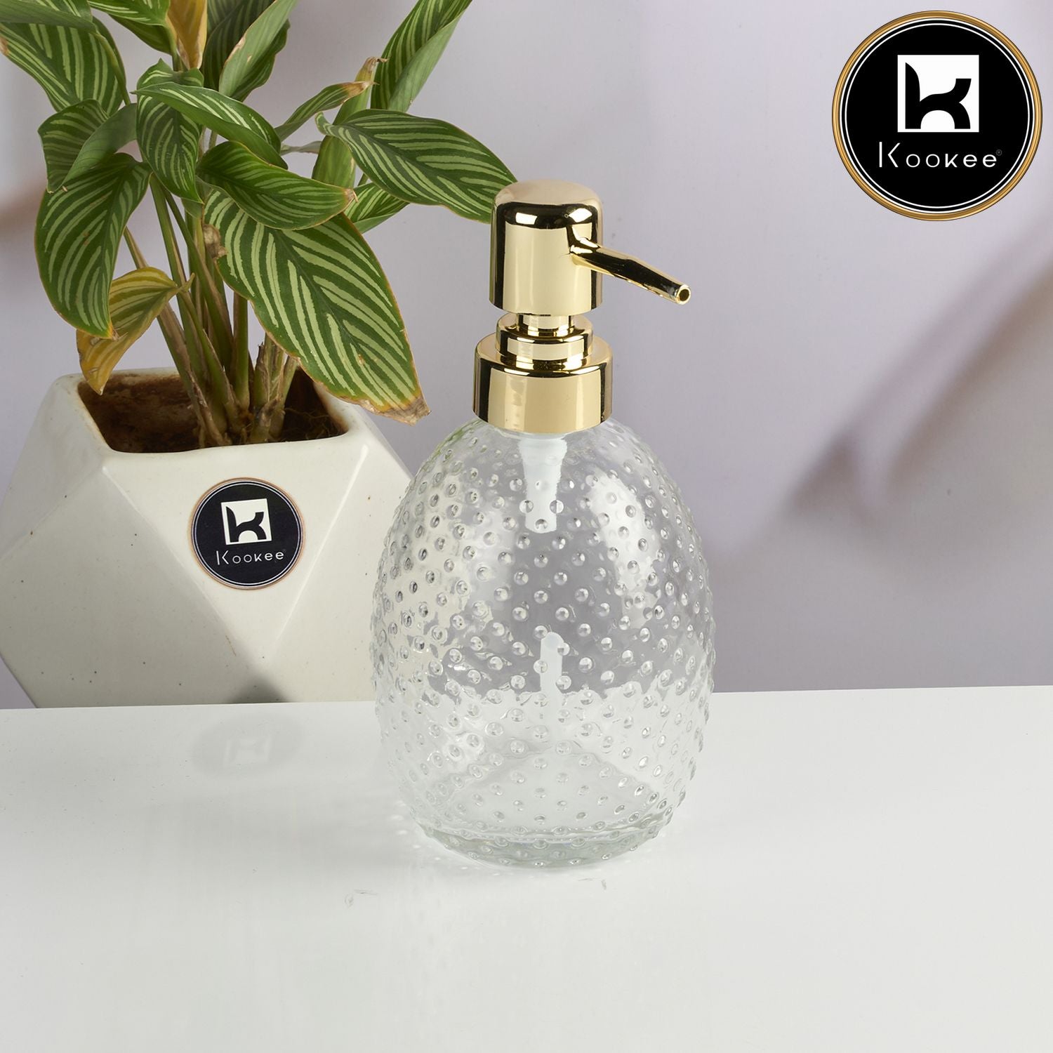 Kookee Glass Soap Dispensers, Transparent, ART11587