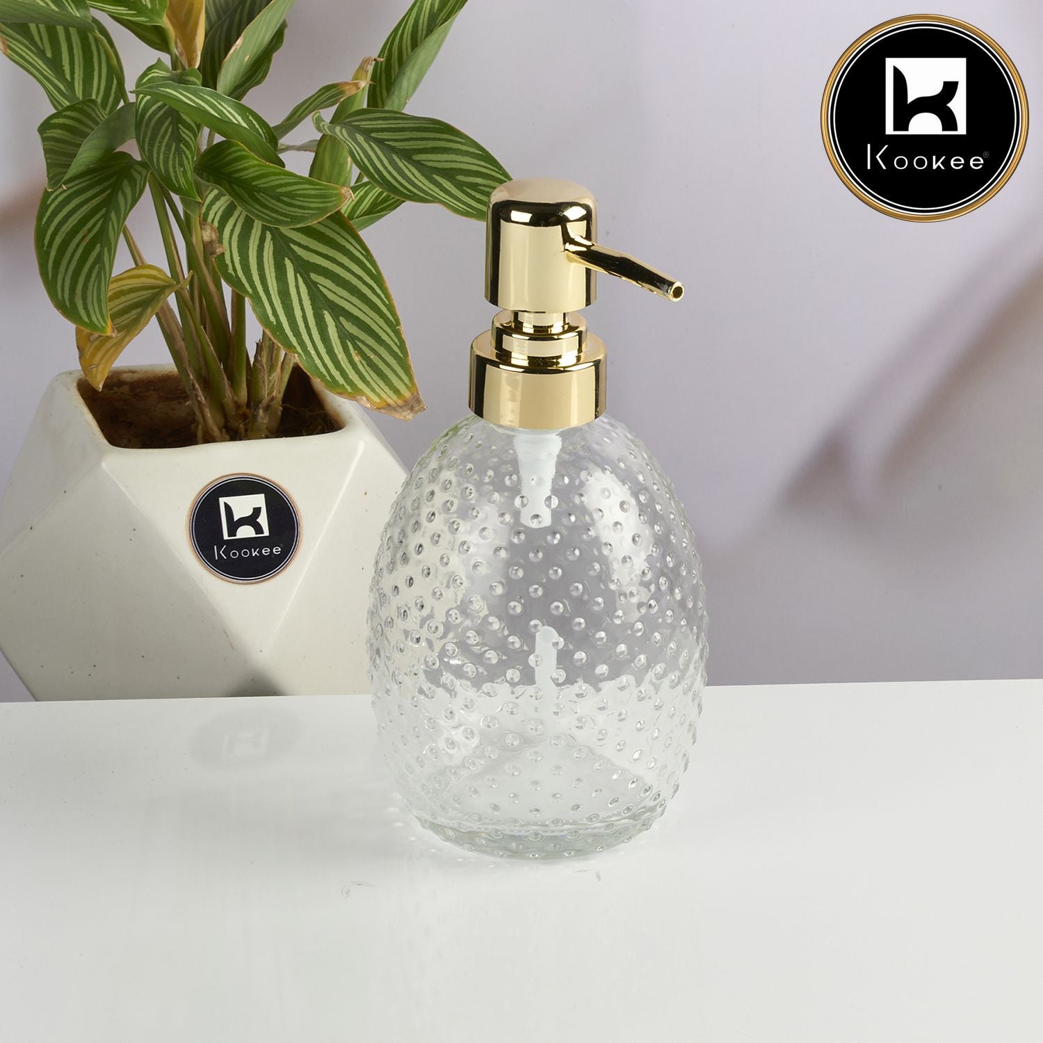 Glass Soap Dispenser for handwash for Bathroom, Transparent (Set of 1) (11587)