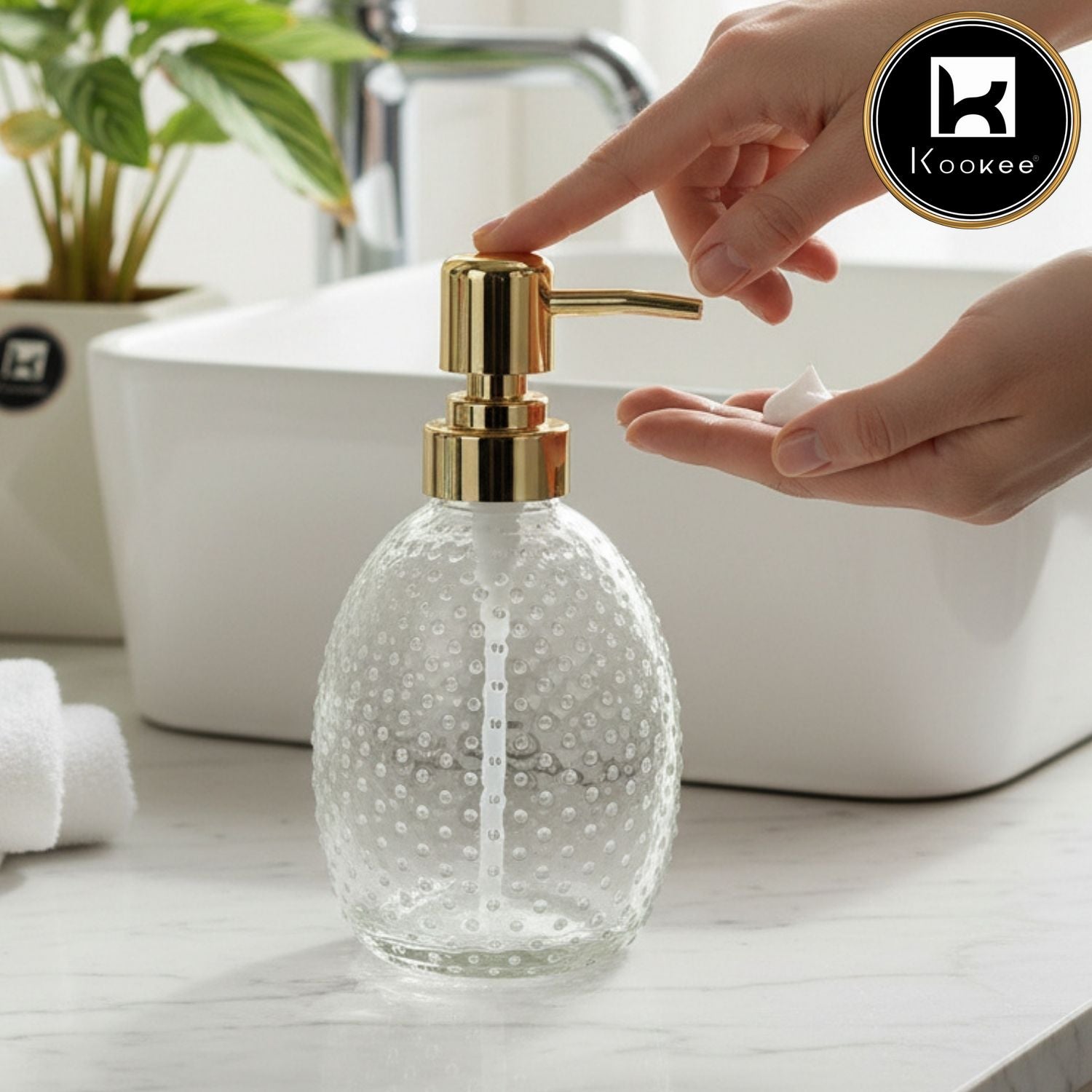 Kookee Glass Soap Dispensers, Transparent, ART11587