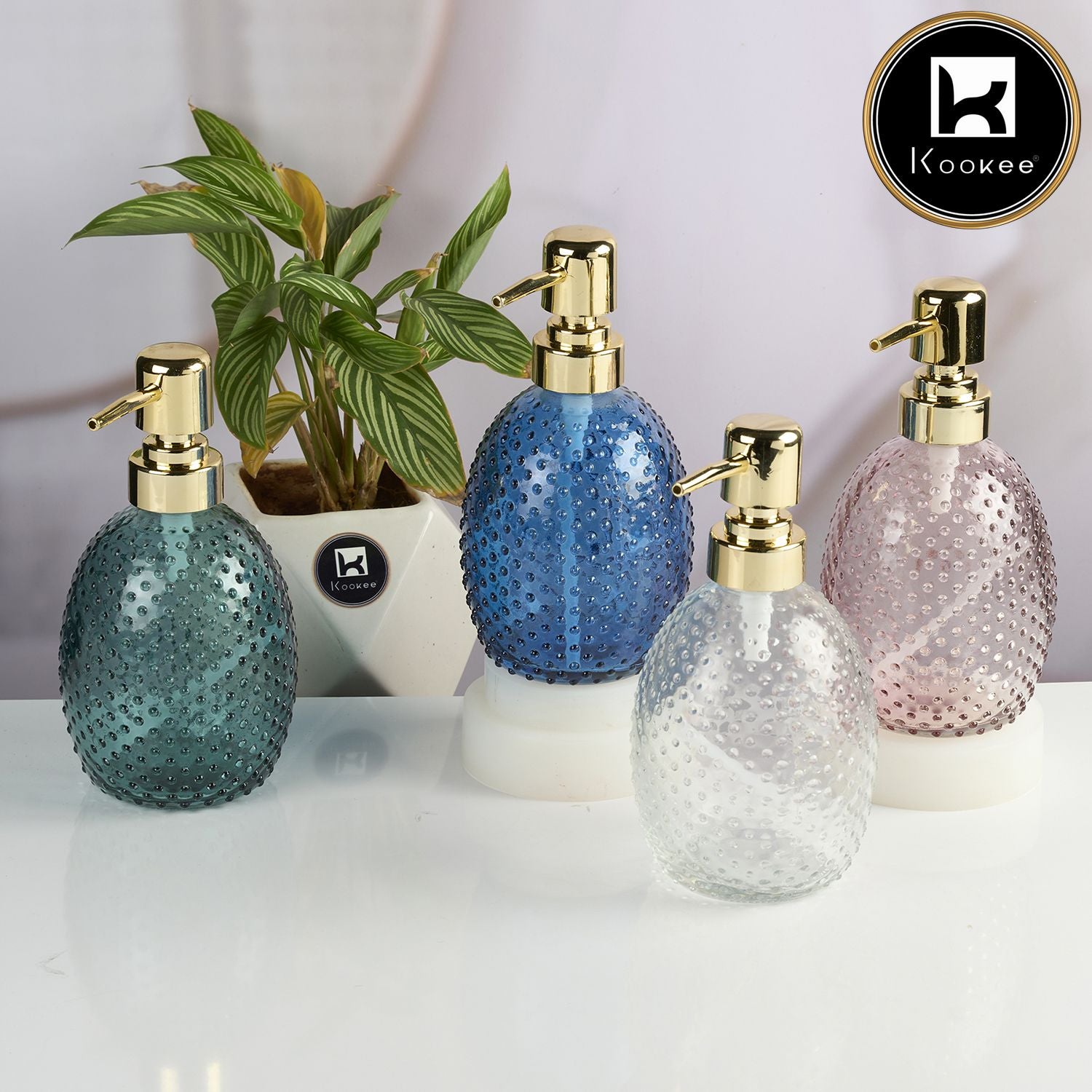 Kookee Glass Soap Dispensers, Transparent, ART11587