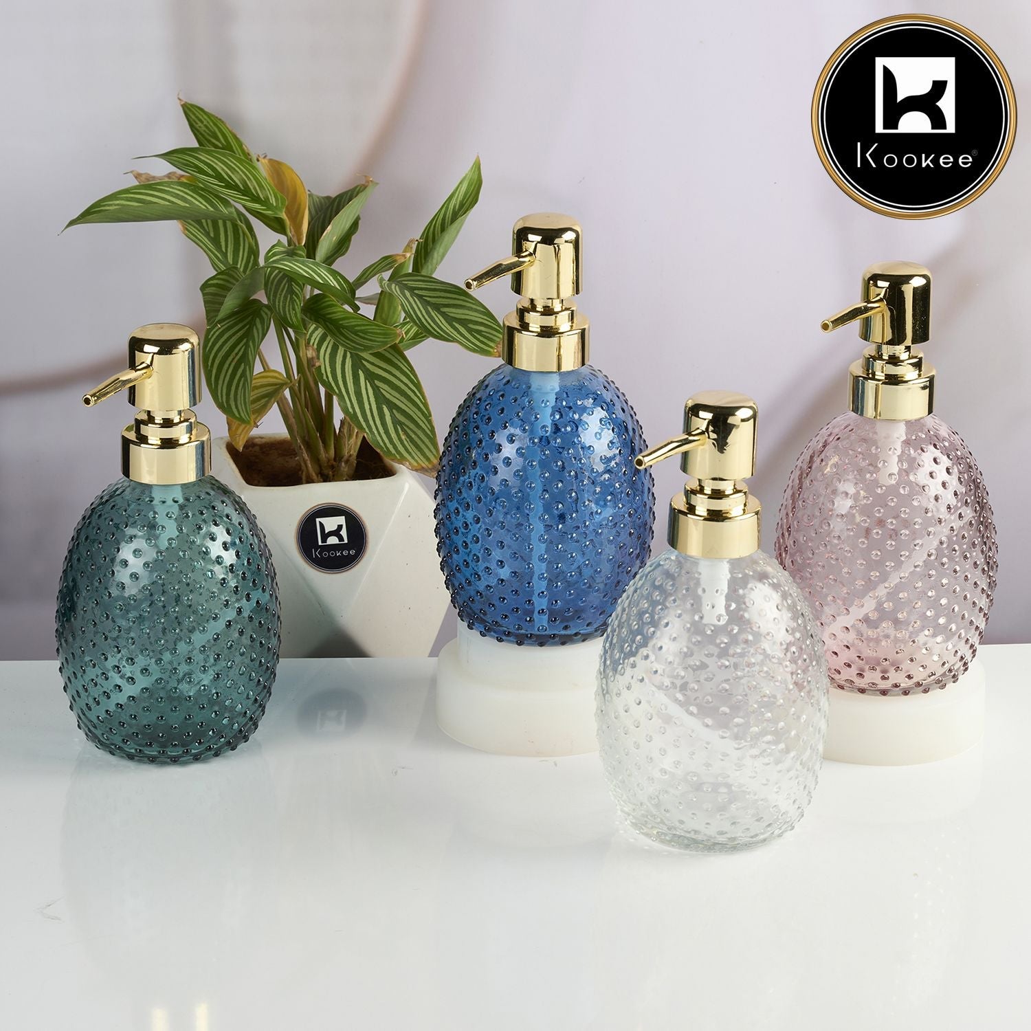 Glass Soap Dispenser for handwash for Bathroom, Transparent (Set of 1) (11597)