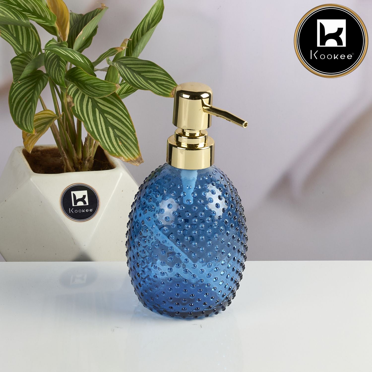 Kookee Glass Soap Dispensers, Blue, ART11589
