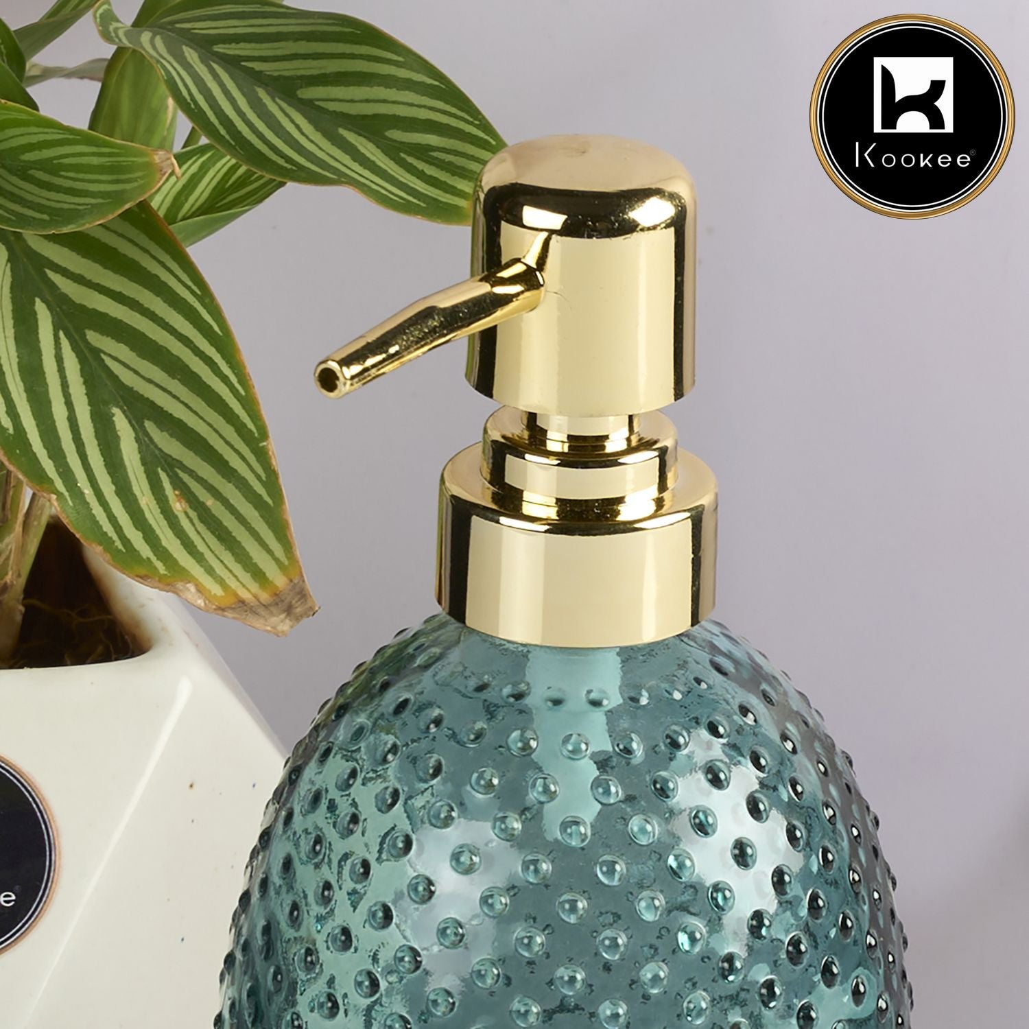 Glass Soap Dispenser for handwash, Green (Set of 1) (11590)