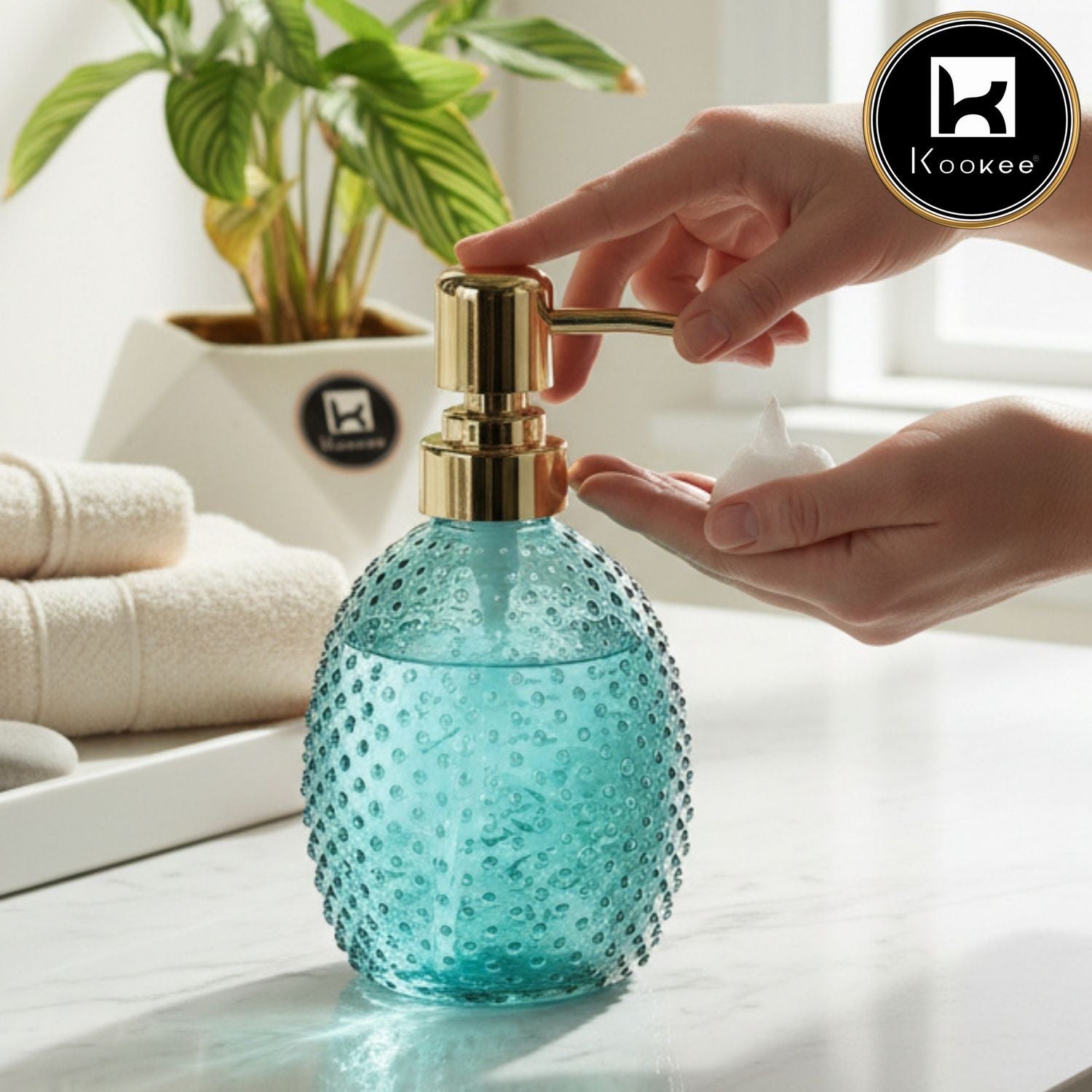 Kookee Glass Soap Dispensers, Green, ART11590