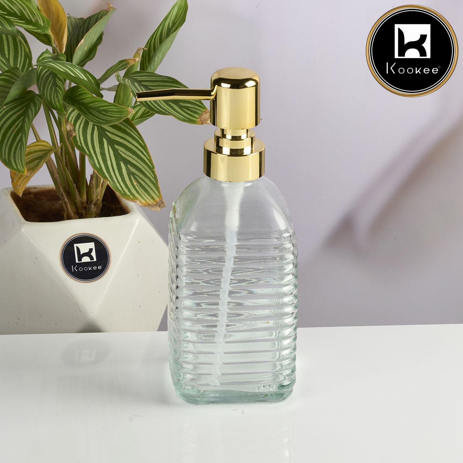 Kookee Glass Soap Dispensers, Transparent, ART11591