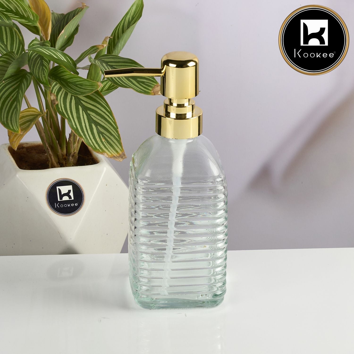 Glass Soap Dispenser for handwash for Bathroom, Transparent (Set of 1) (11591)