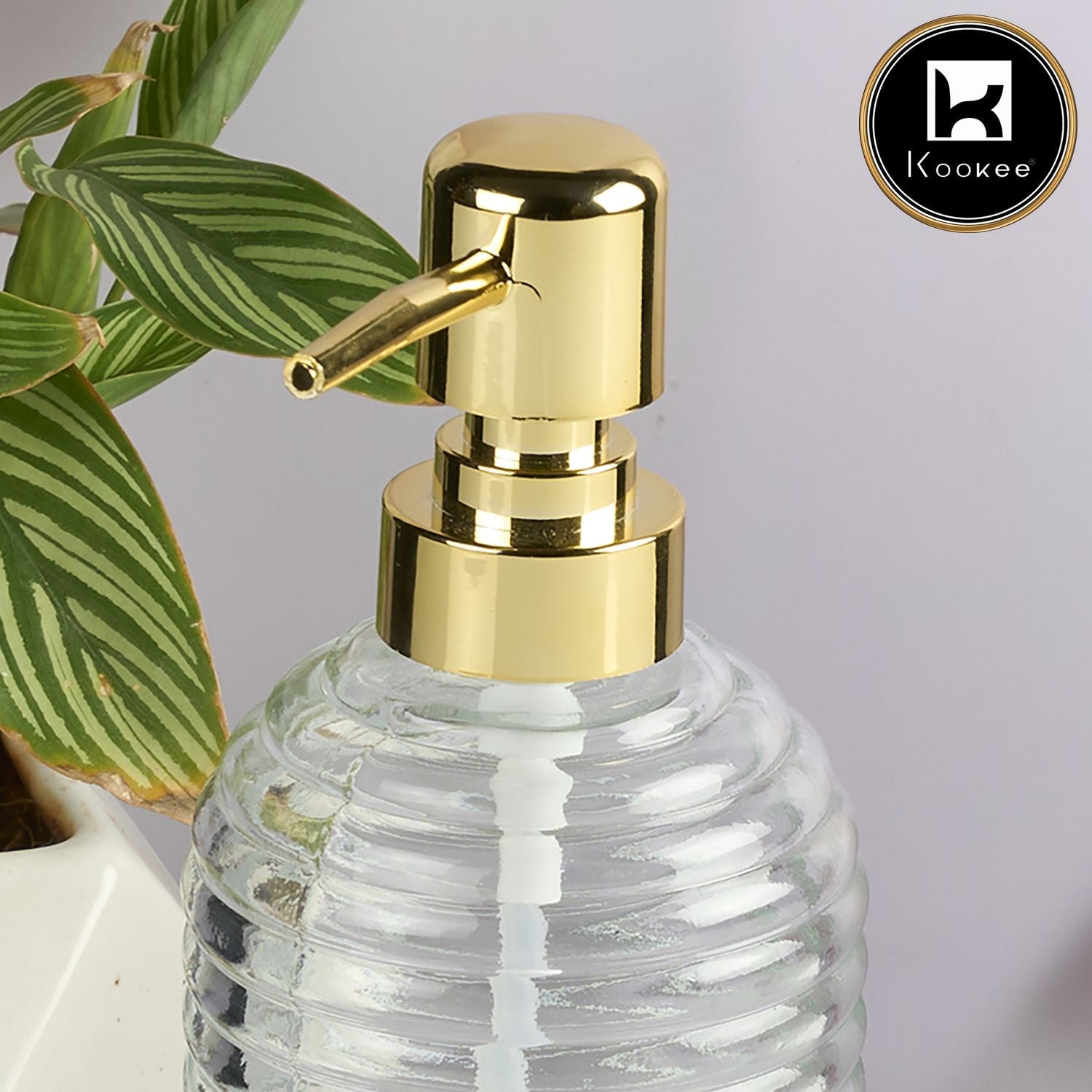 Glass Soap Dispenser for handwash for Bathroom, Transparent (Set of 1) (11592)